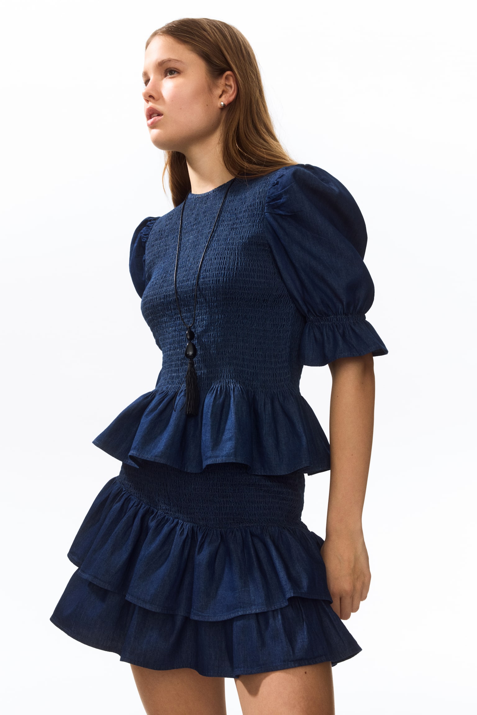Smockad denimblus - Mörk denimblå/Ljusblå - 6