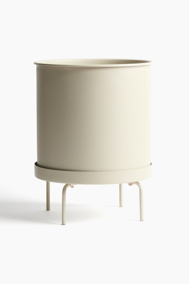 Extra-large plant pot on a stand - Light beige/Black - 1