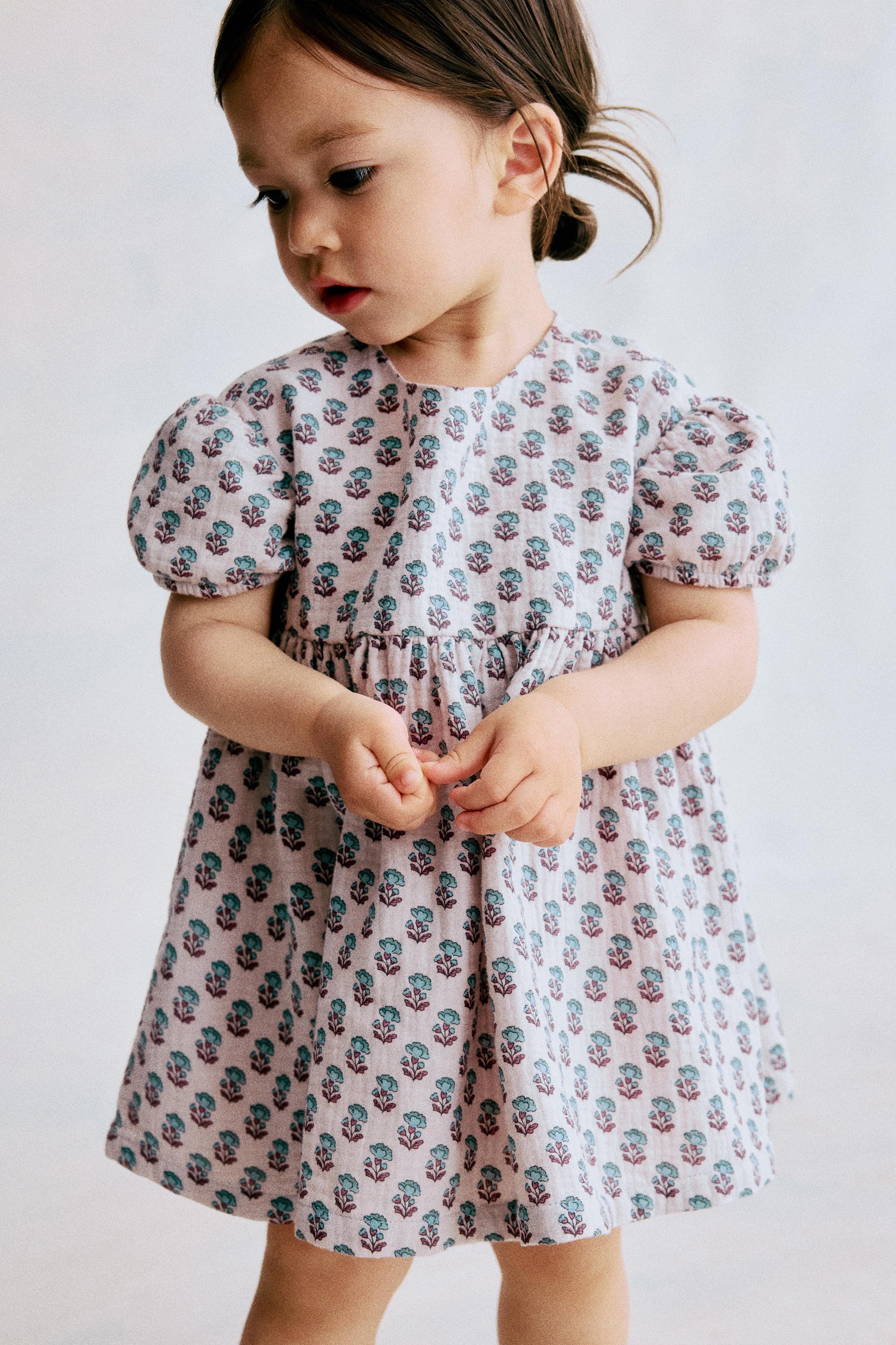 Cotton muslin dress - Light purple/Floral/Dusty pink/Floral