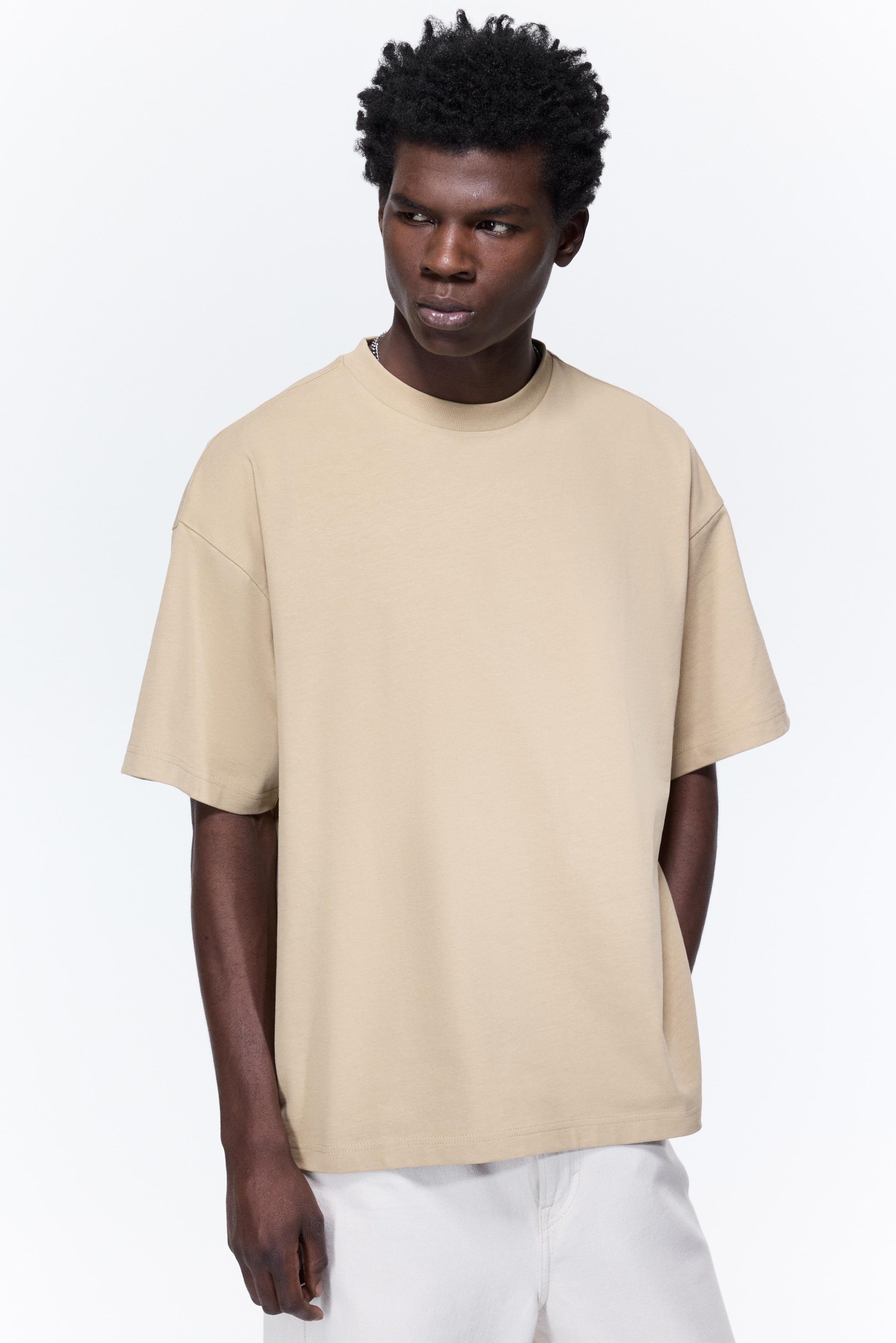 Oversized Fit Cotton T-shirt - Beige/Wit/Zwart/Blauw/Lichtgrijs