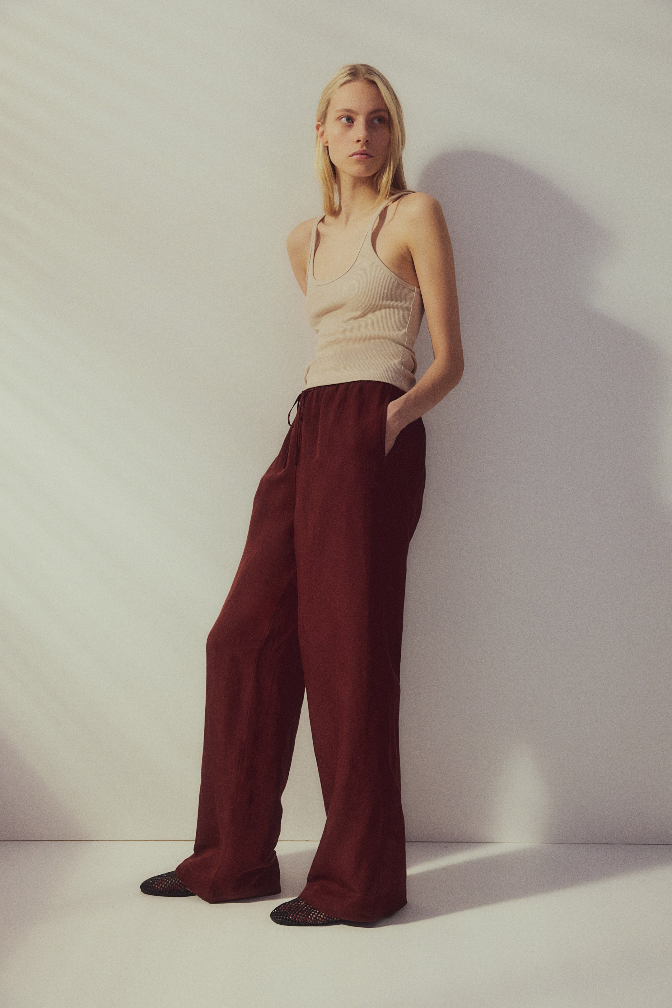 Linen-blend Pull-on Pants