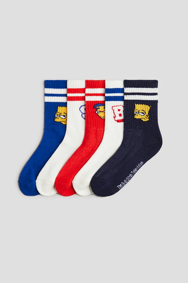 5-pack intarsia motif socks - Blue/The Simpsons/Yellow/SpongeBob SquarePants/White/Snoopy/White/Minecraft/Blue/Among Us/White/Blue/PlayStation/Blue/Garfield - 1