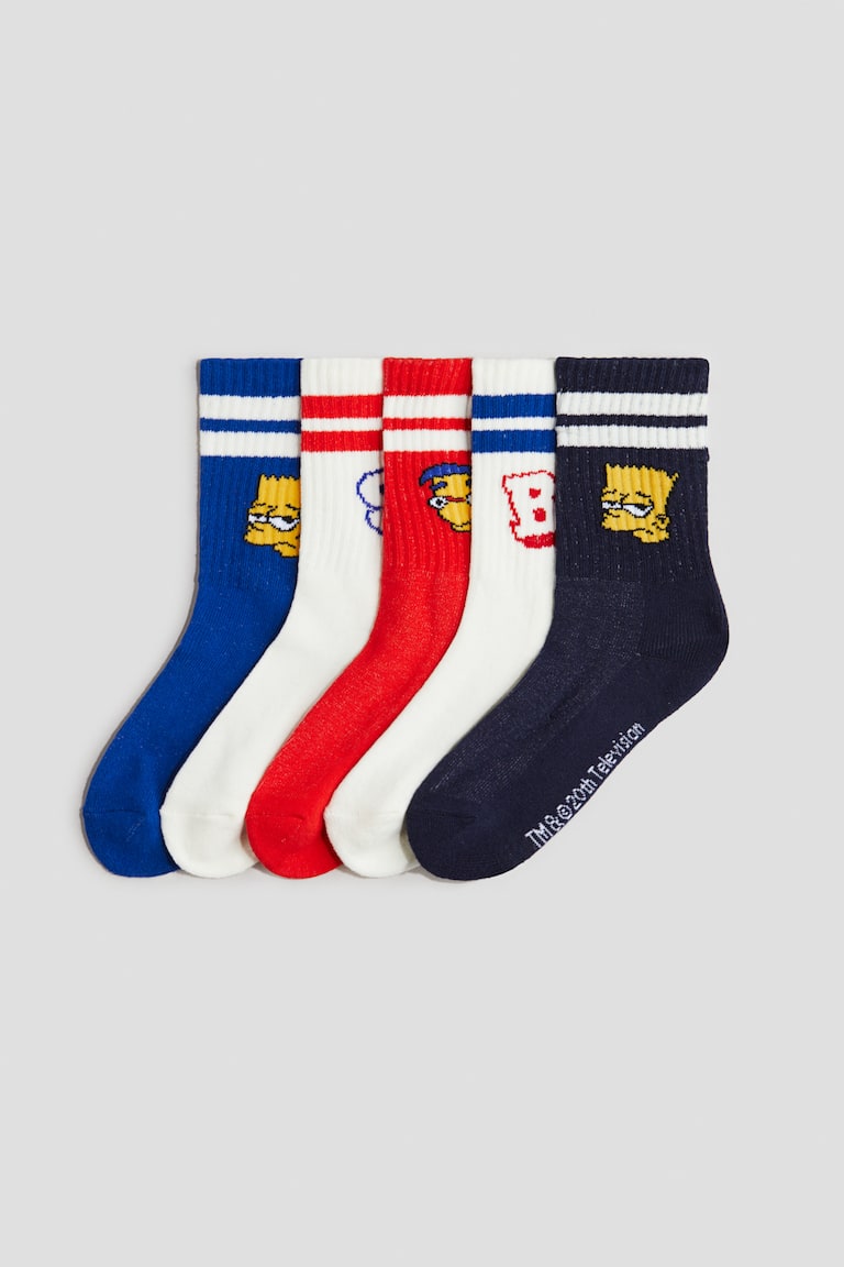 FIVE Pairs of Simpsons Socks in a Box - UK Adult SZ 4-9 / Gift