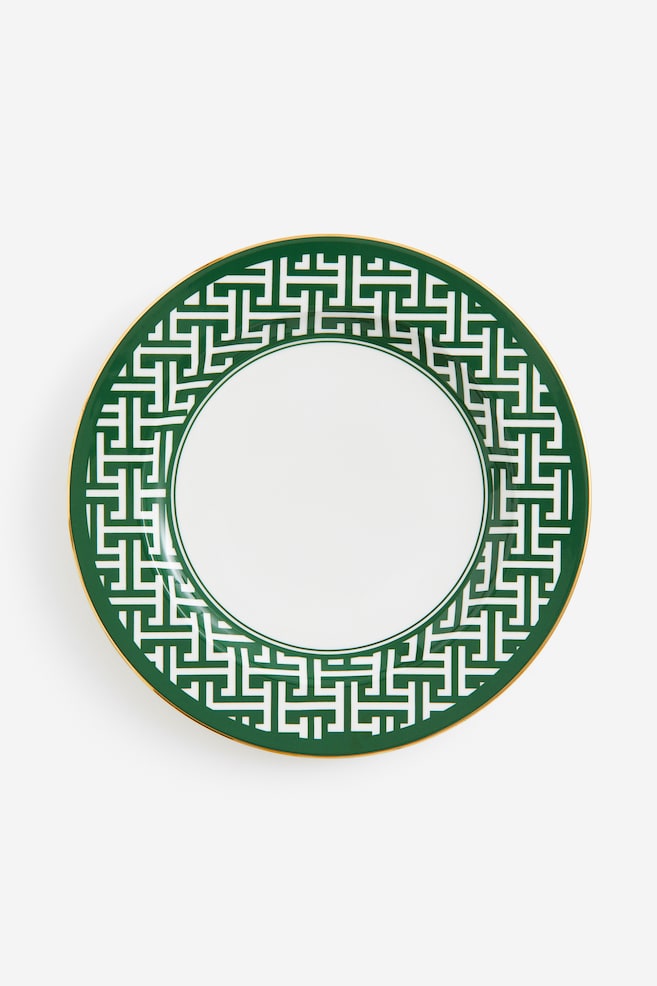 Porcelain plate - Green/Patterned/White/Black/Black/Patterned - 1