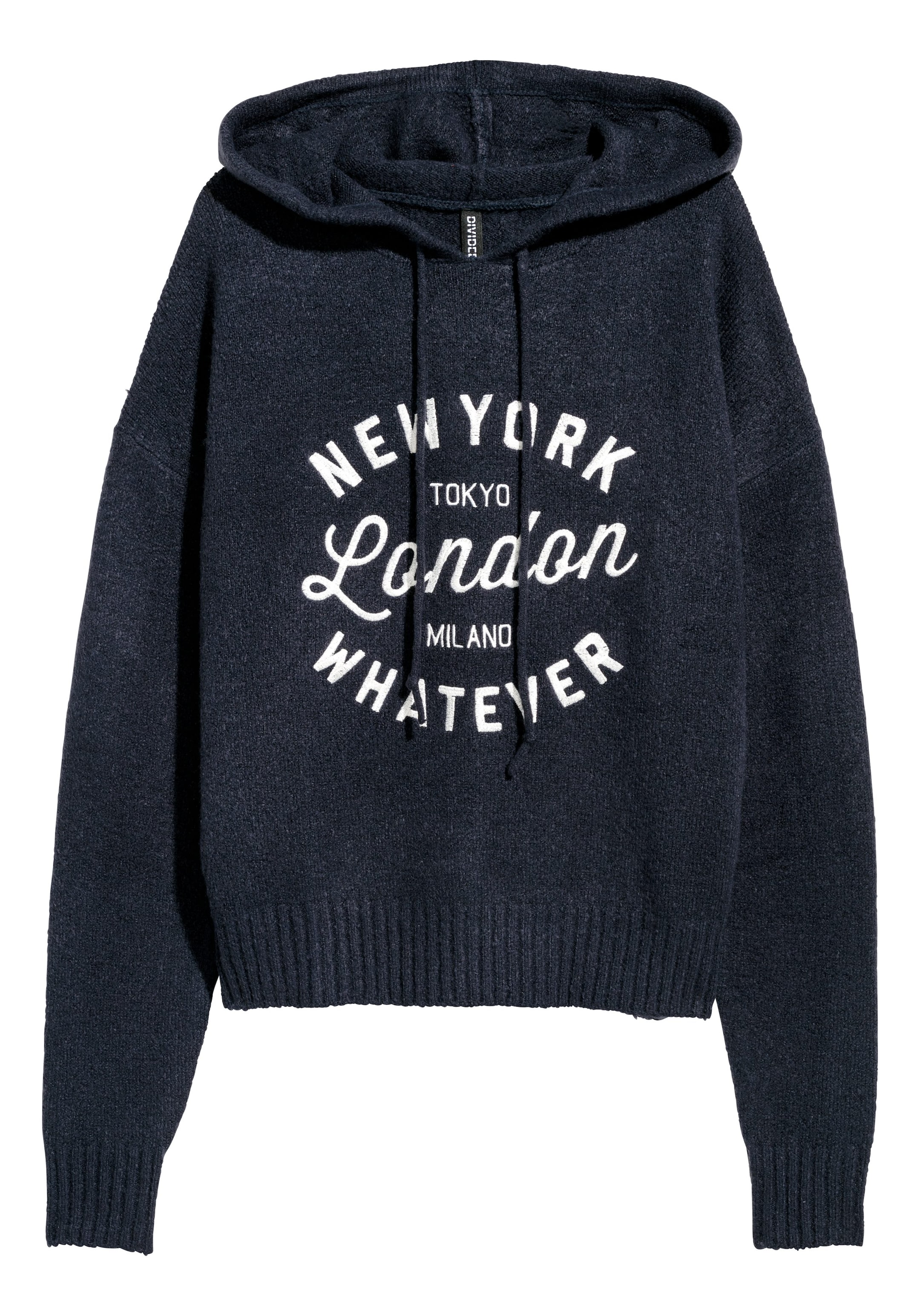 Zobrazit větší obrázek: Pletený svetr s kapucí - Tmavomodrá - ŽENY | H&M CZ 1