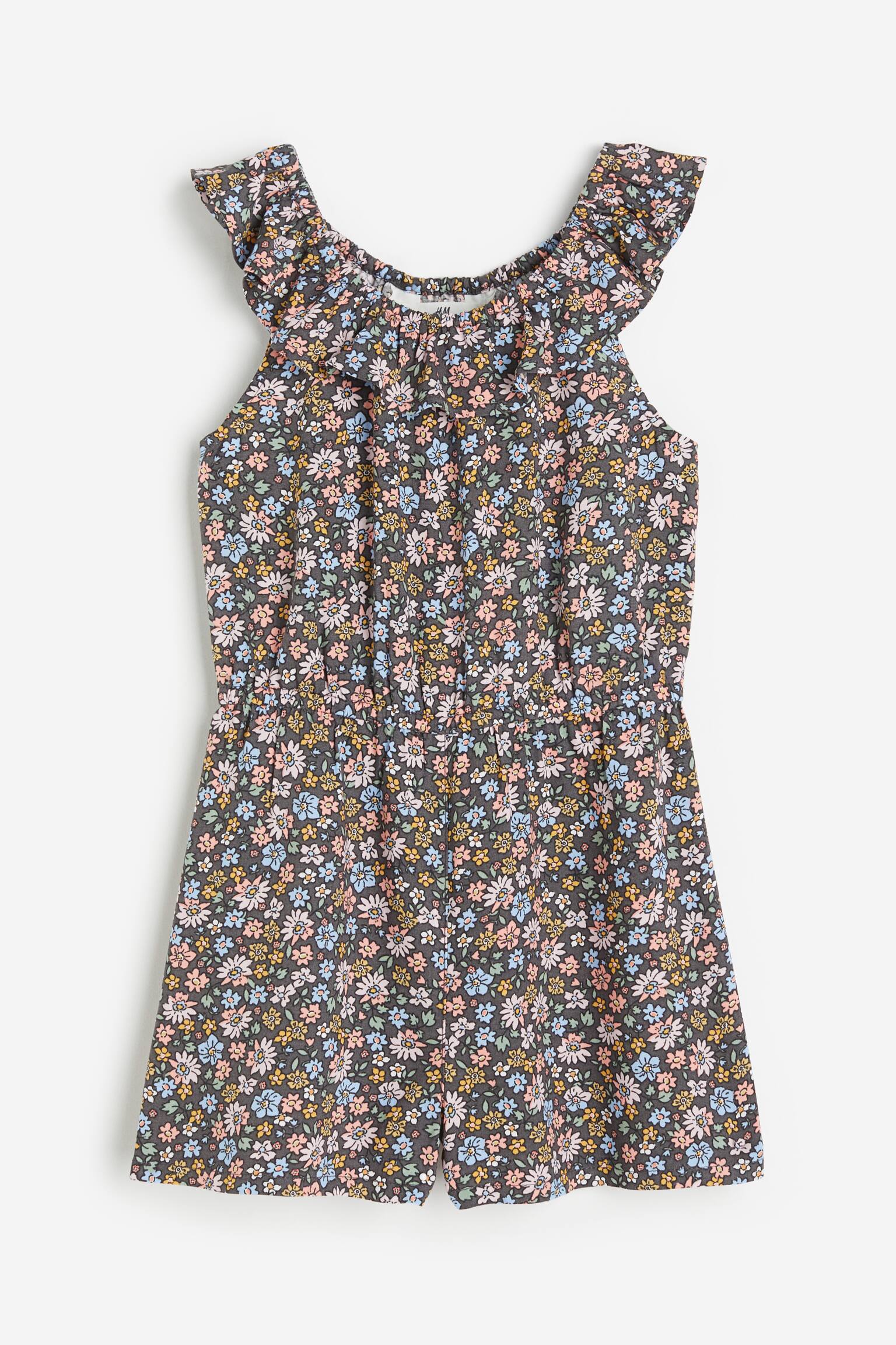 Patterned playsuit - Dark grey/Floral/Light green/Parrots/Light purple/Floral - 1