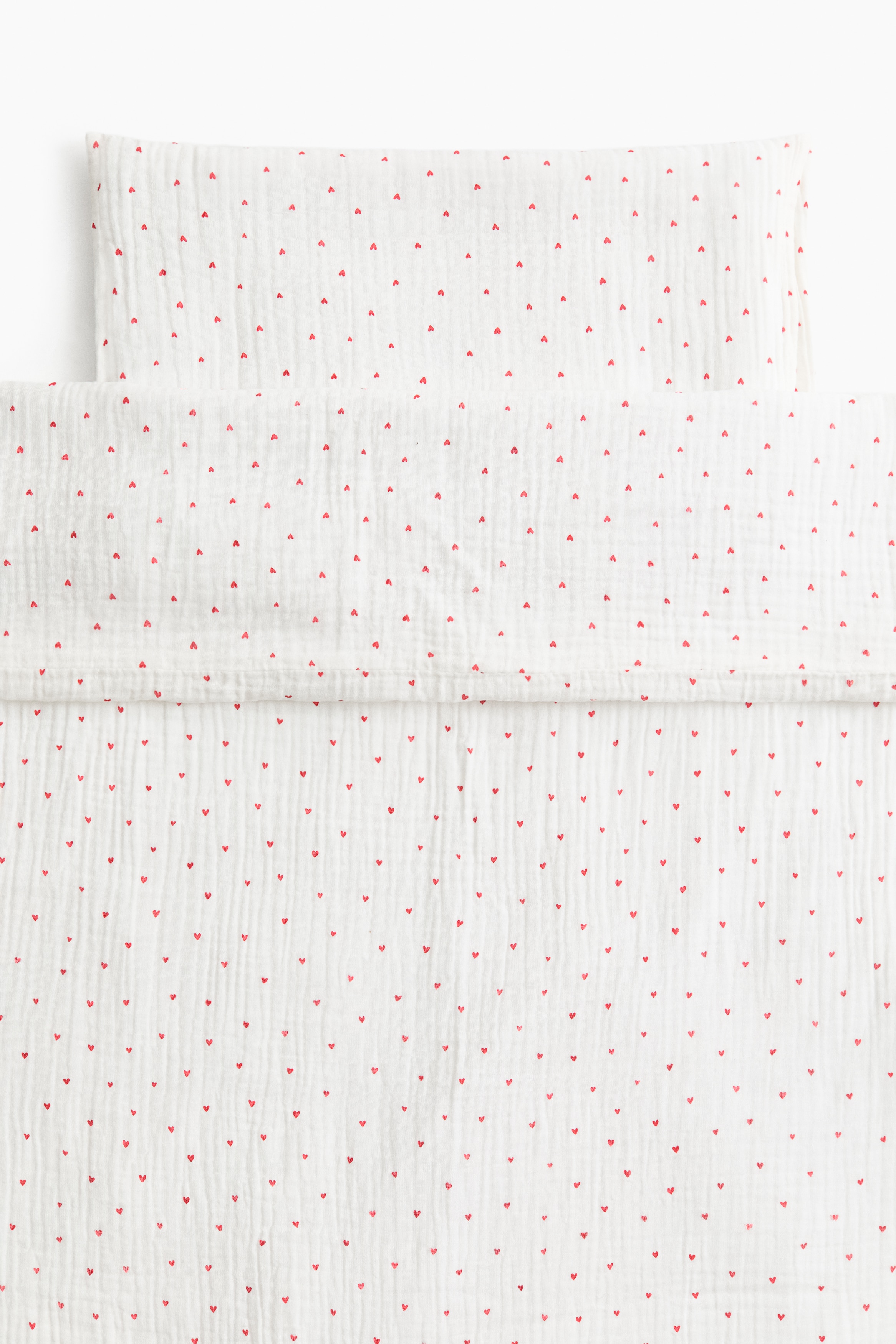 Mušelínová súprava obliečok do postieľky - Biela/srdiečka