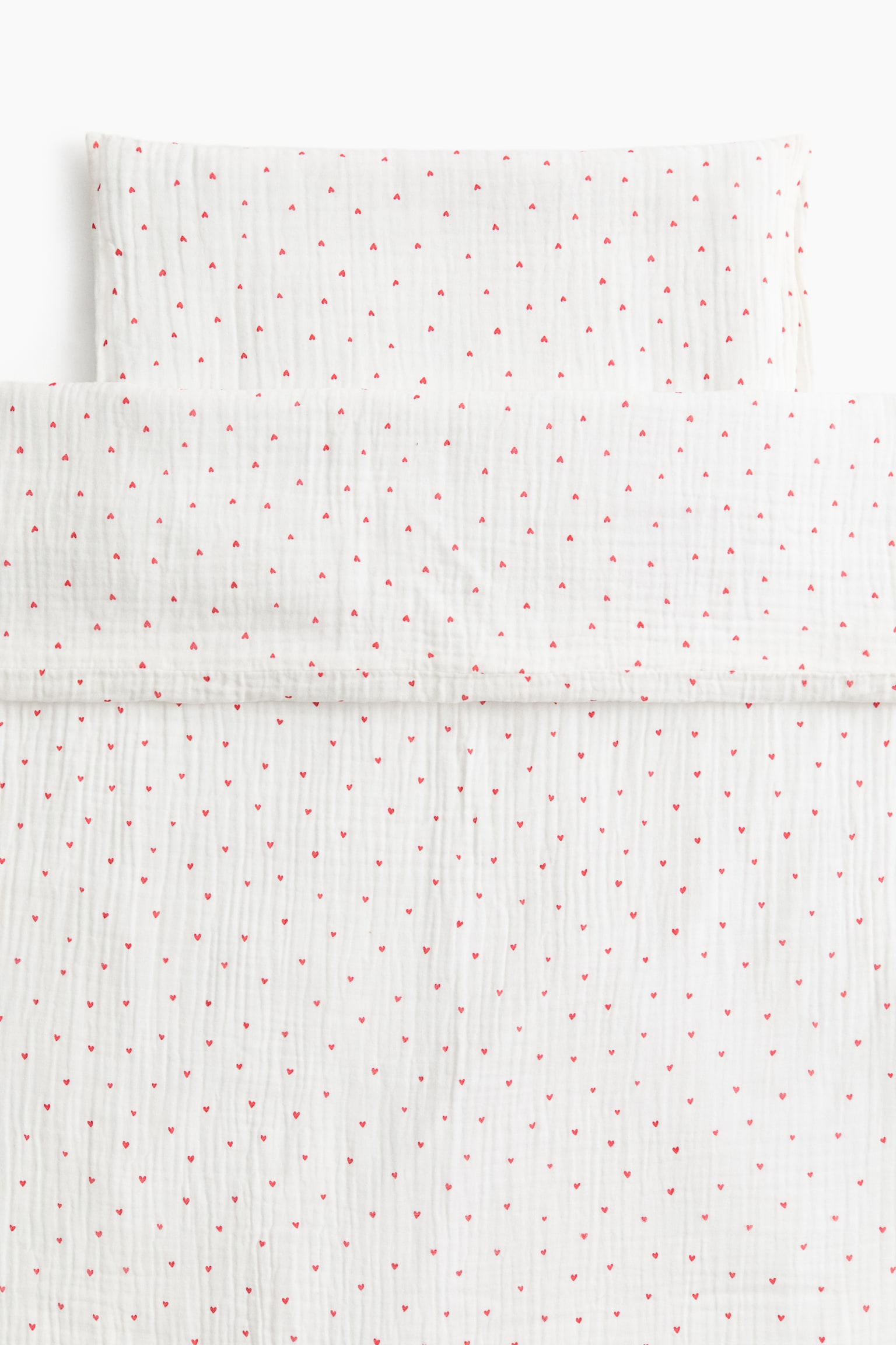 Conjunto de capa de edredão para berço - Branco/Corações