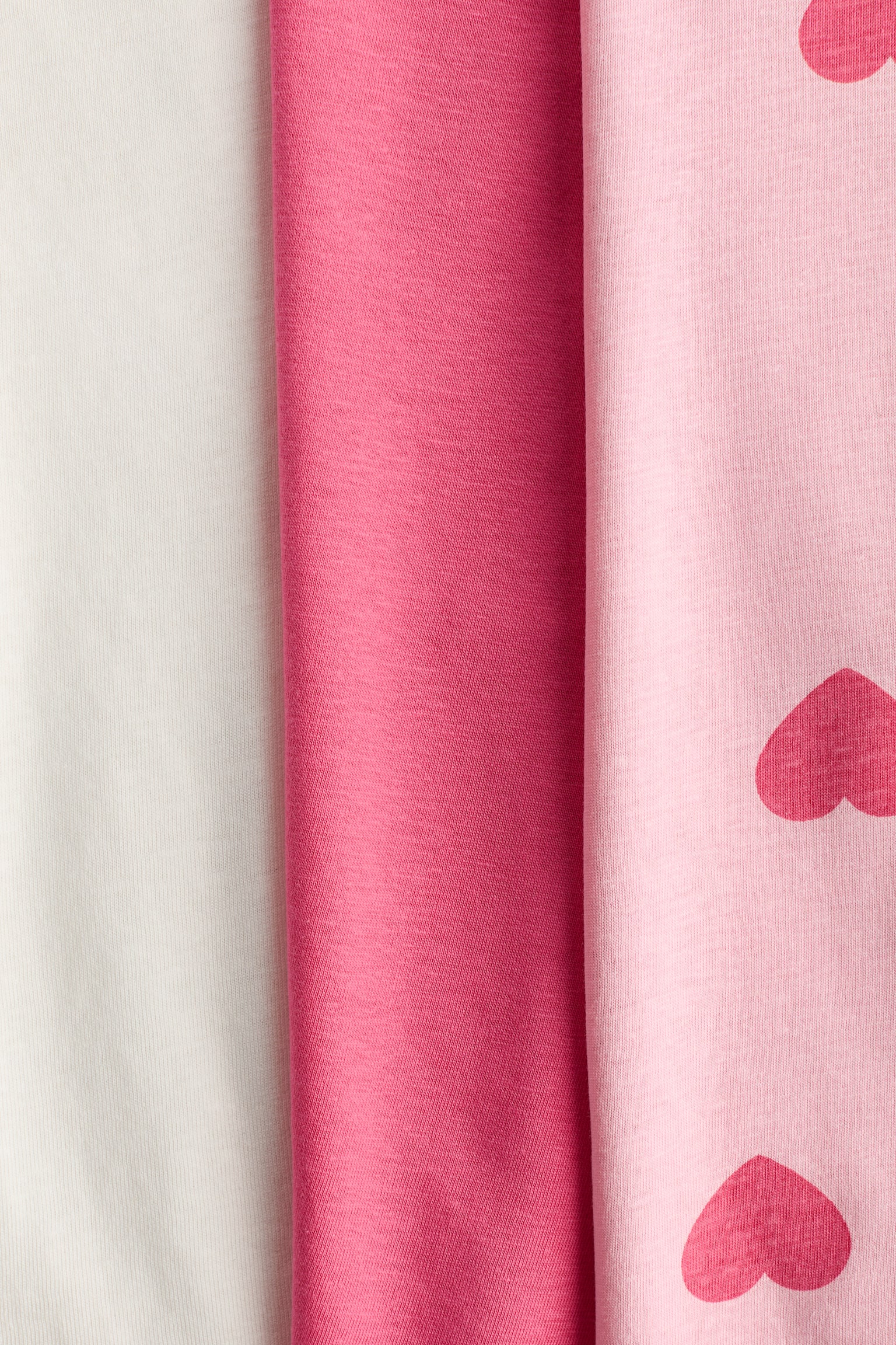 3-pack T-shirts - Pink/Hearts/Light pink/White - 2