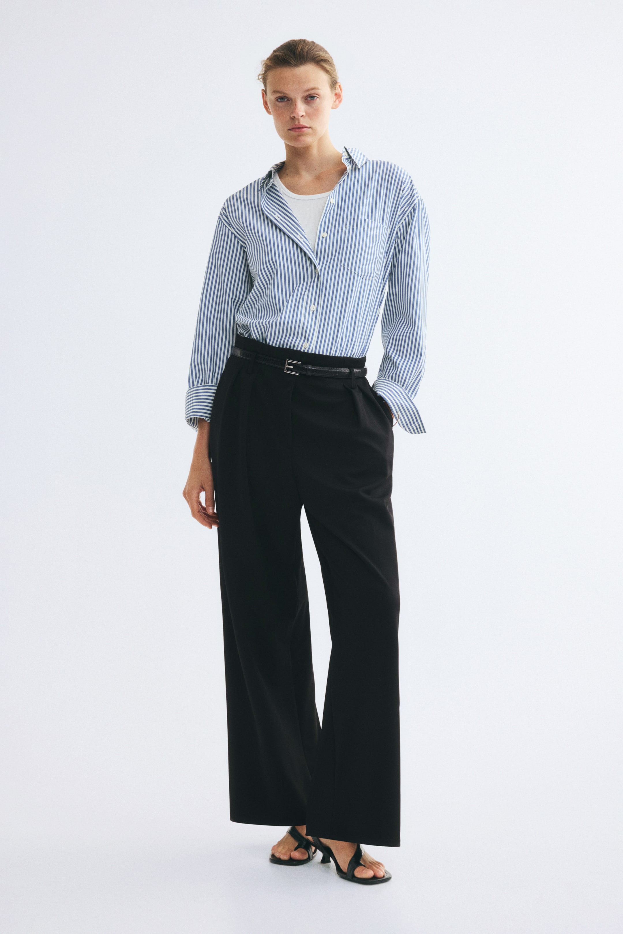 View larger image: Wide belted trousers - Black - Ladies | H&M 1