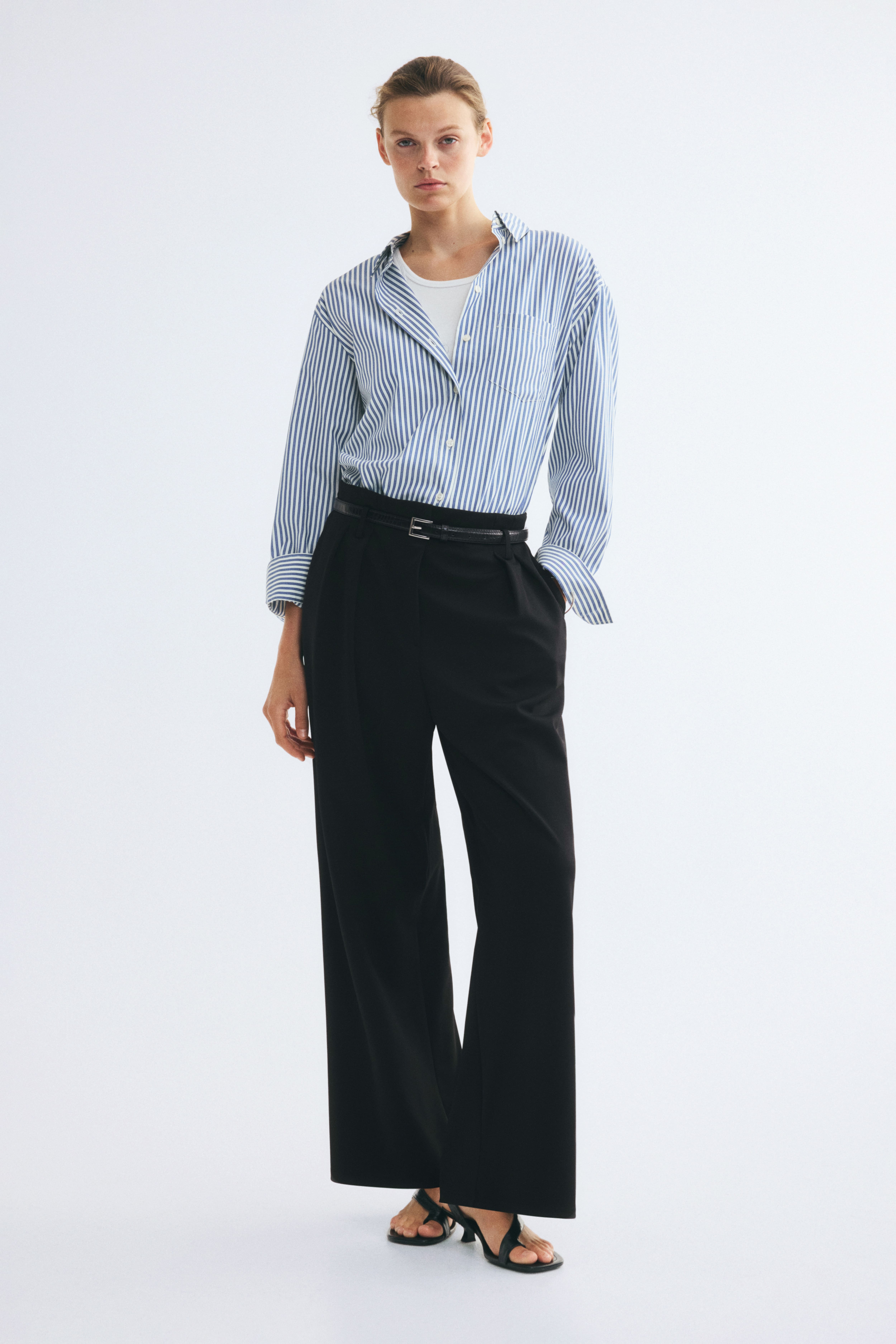 Wide-Leg Pants with Belt
