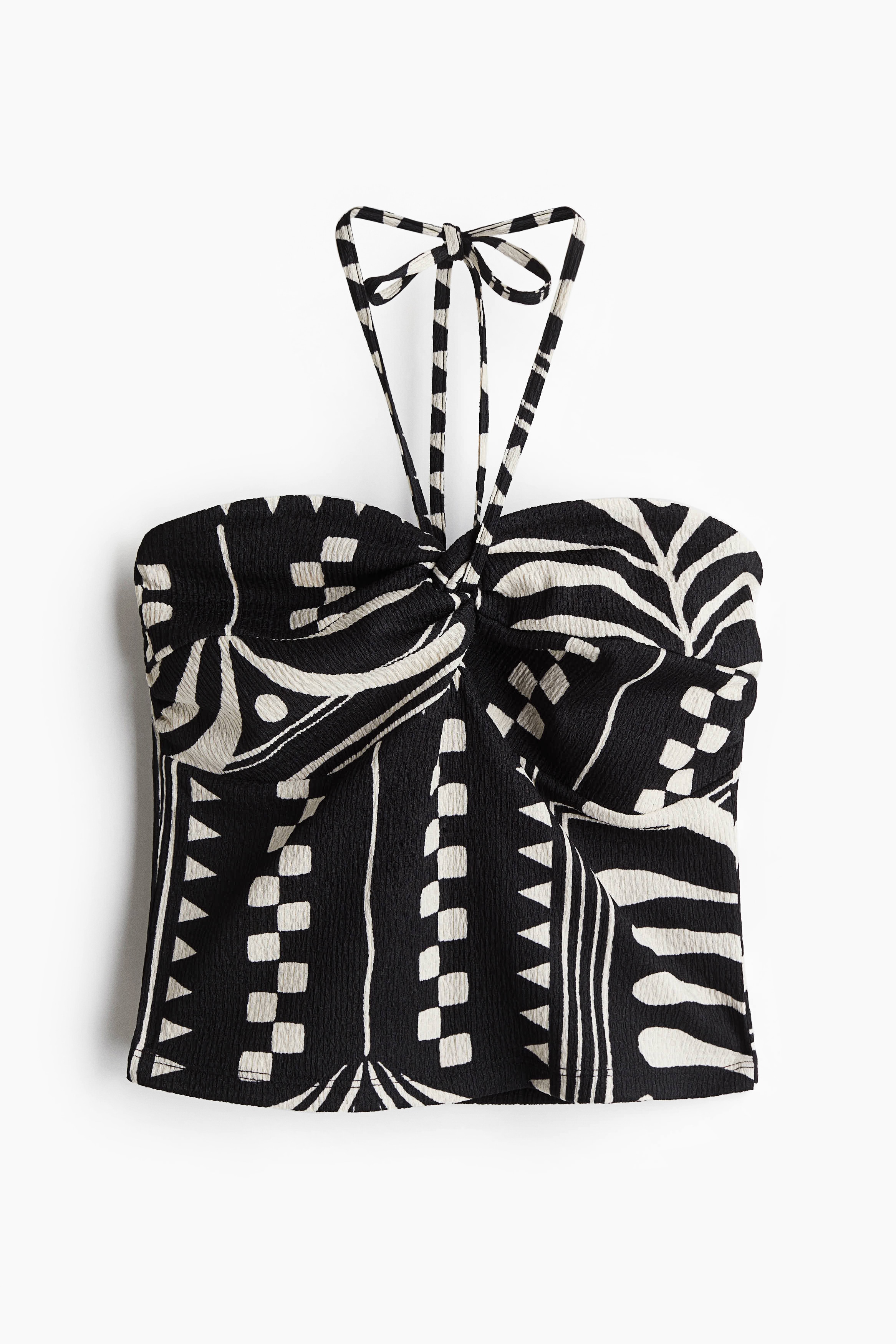 Short Halterneck Top - Black/patterned/Blue/white patterned/Black/leopard print/Black