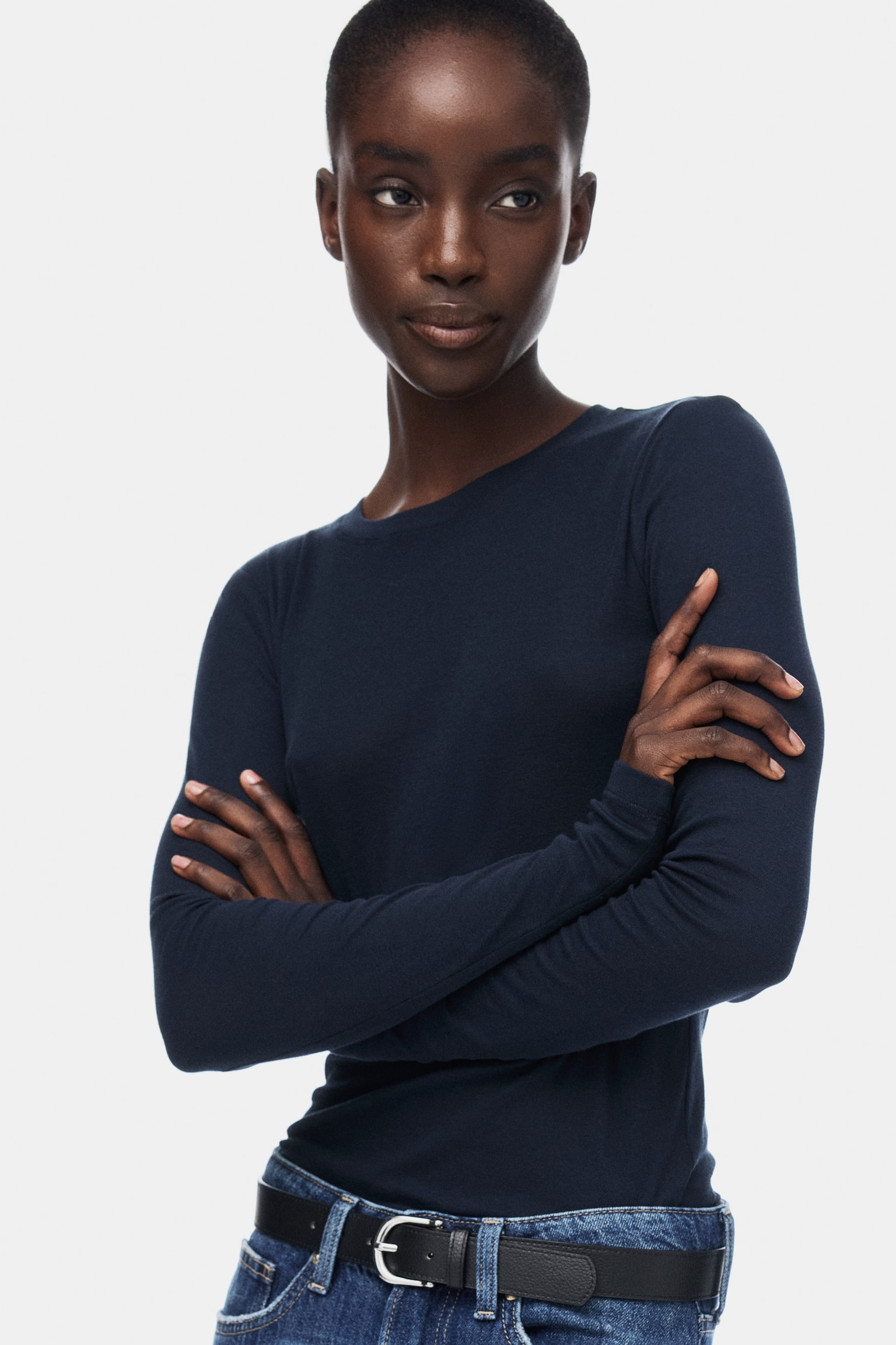 Pima cotton jersey top - Navy blue/Black/Brown/Light beige/Dark dusty pink/Pale yellow/White/Beige/Dark khaki green - 5