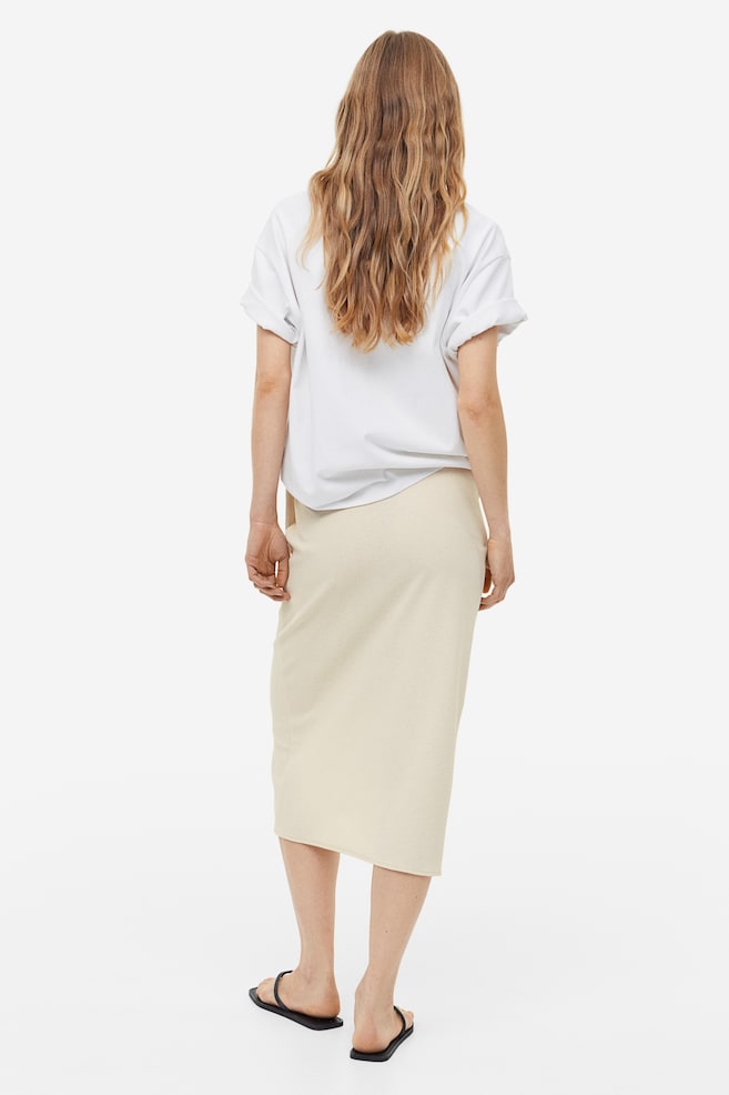 Jersey wrap skirt - Light beige/Black/Light beige/Striped - 4