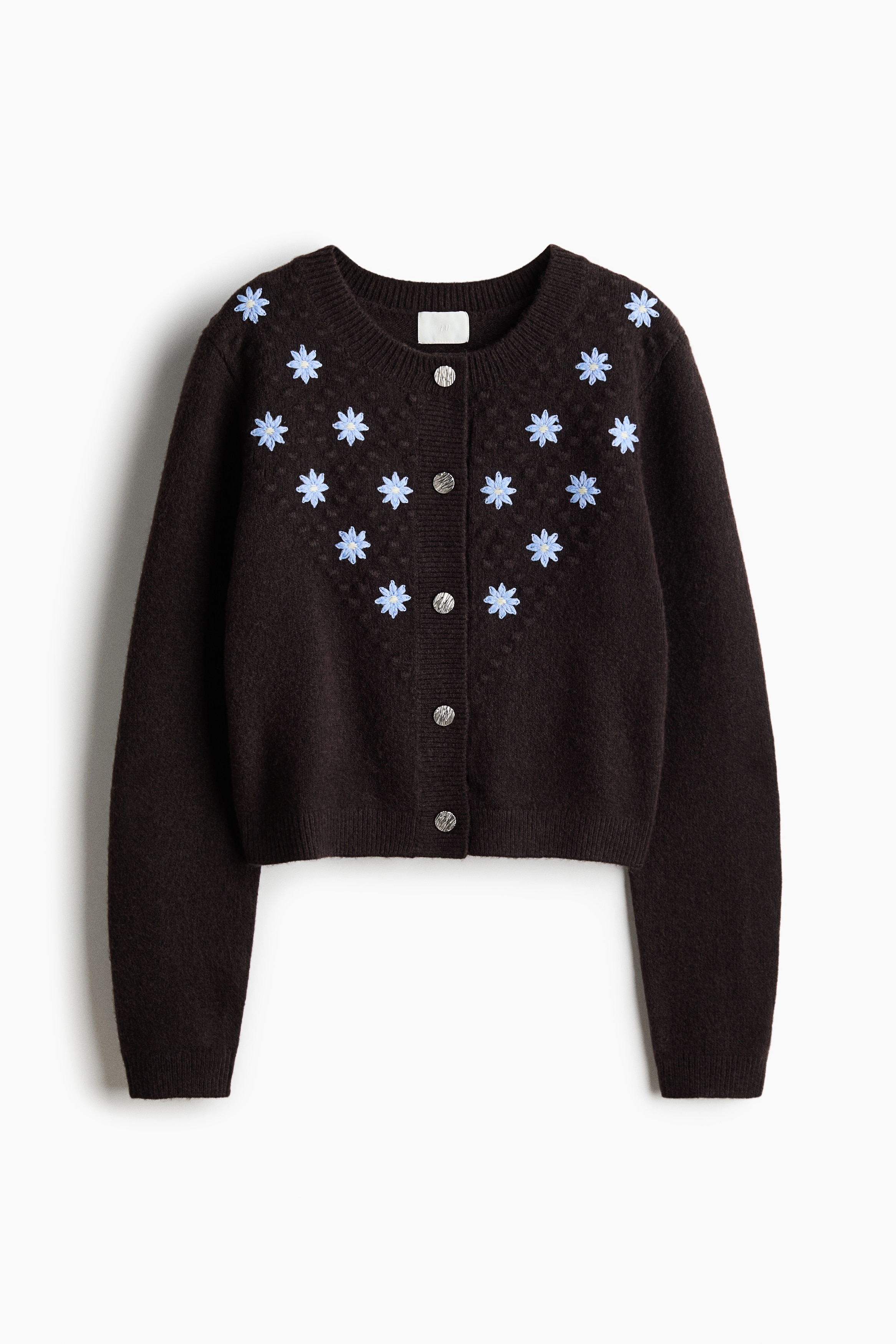 刺繍カーディガン - ダークブラウン／フラワー - レディース | H&M JP
