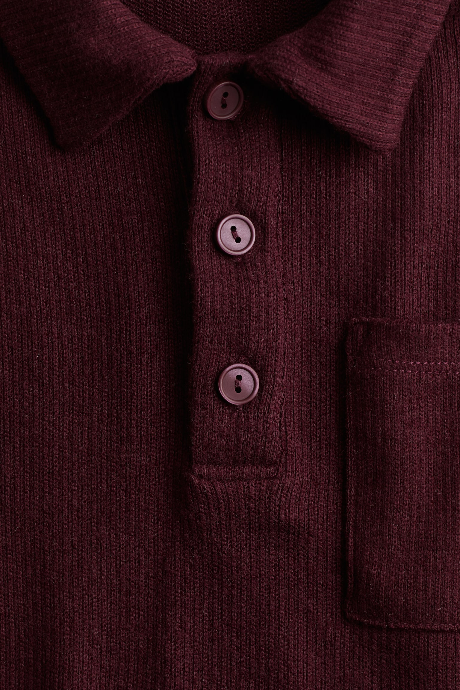 Rib-knit polo shirt - Dark red/Dark grey/Light grey - 5