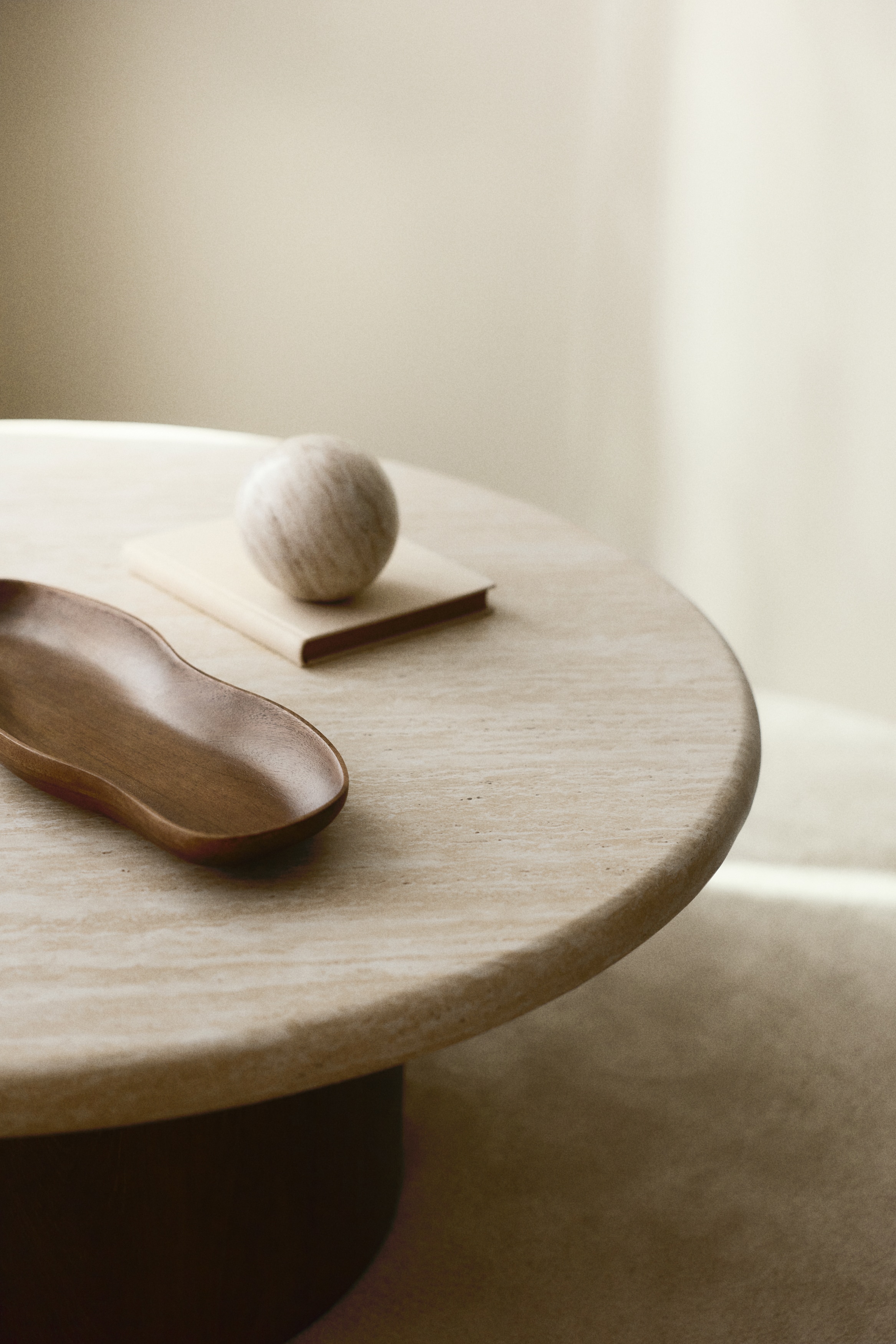 Table Basse Effet Travertin - Mdf, Beige