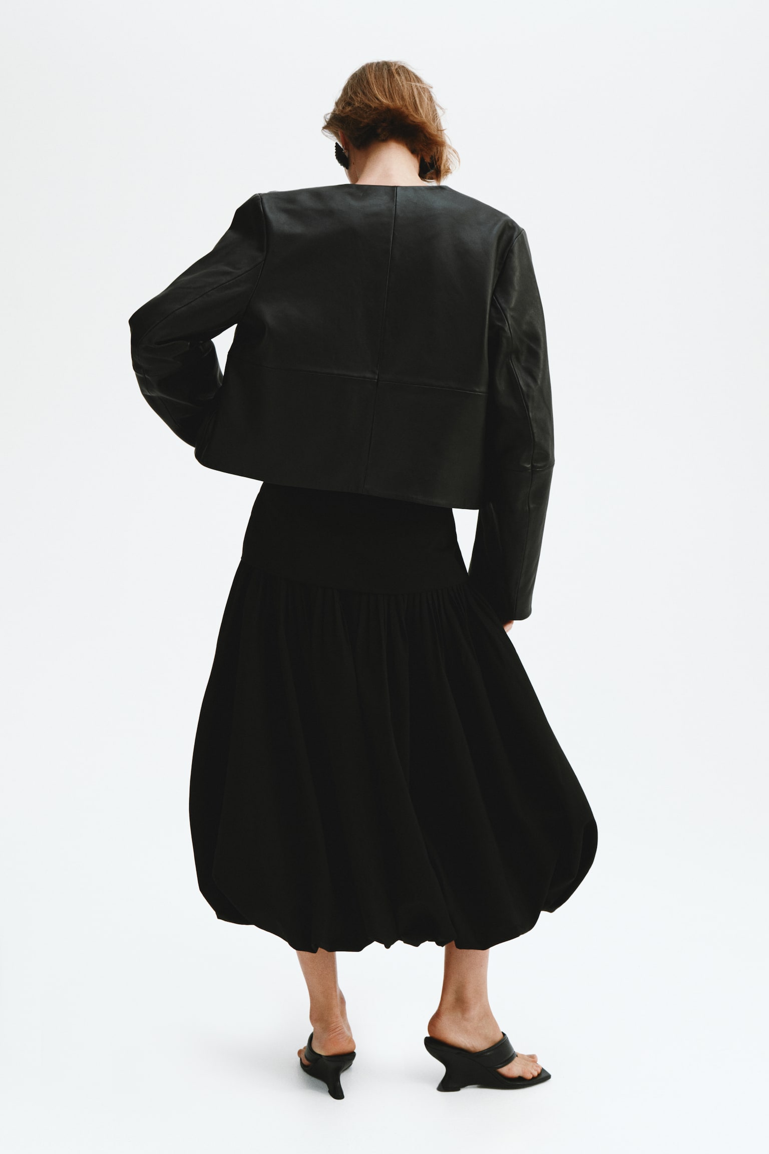 Midi balloon skirt - Black/Bright red - 3