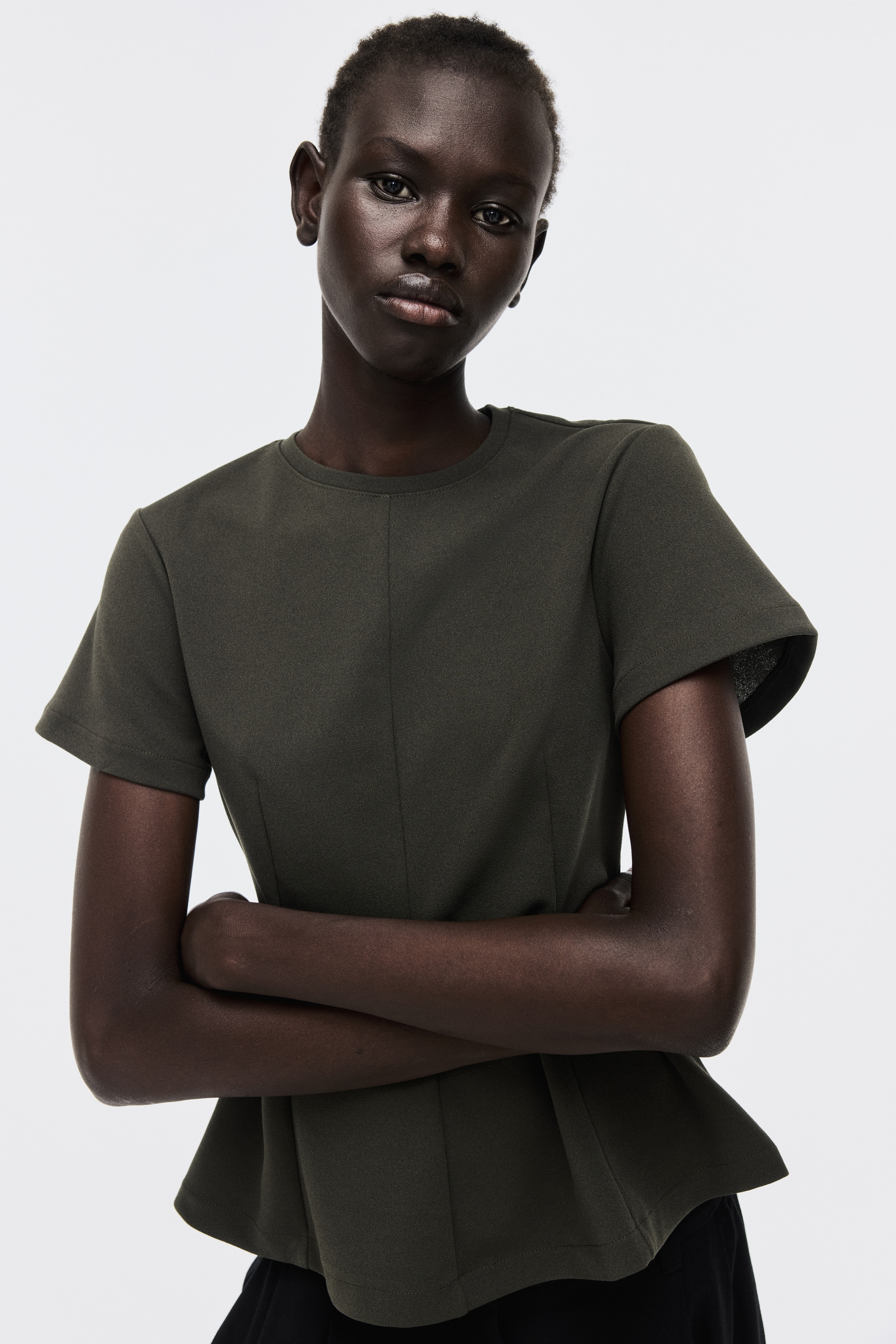 H & M - ウエストシェイプトップス - グリーン