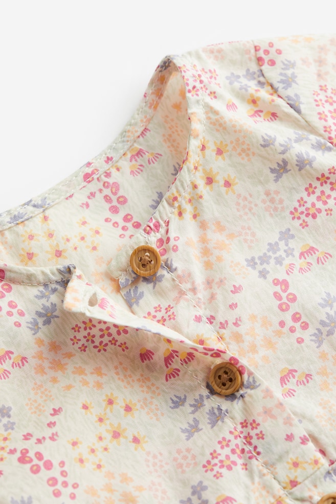 Seersucker peplum blouse - Cream/Small flowers/White/Pink - 2