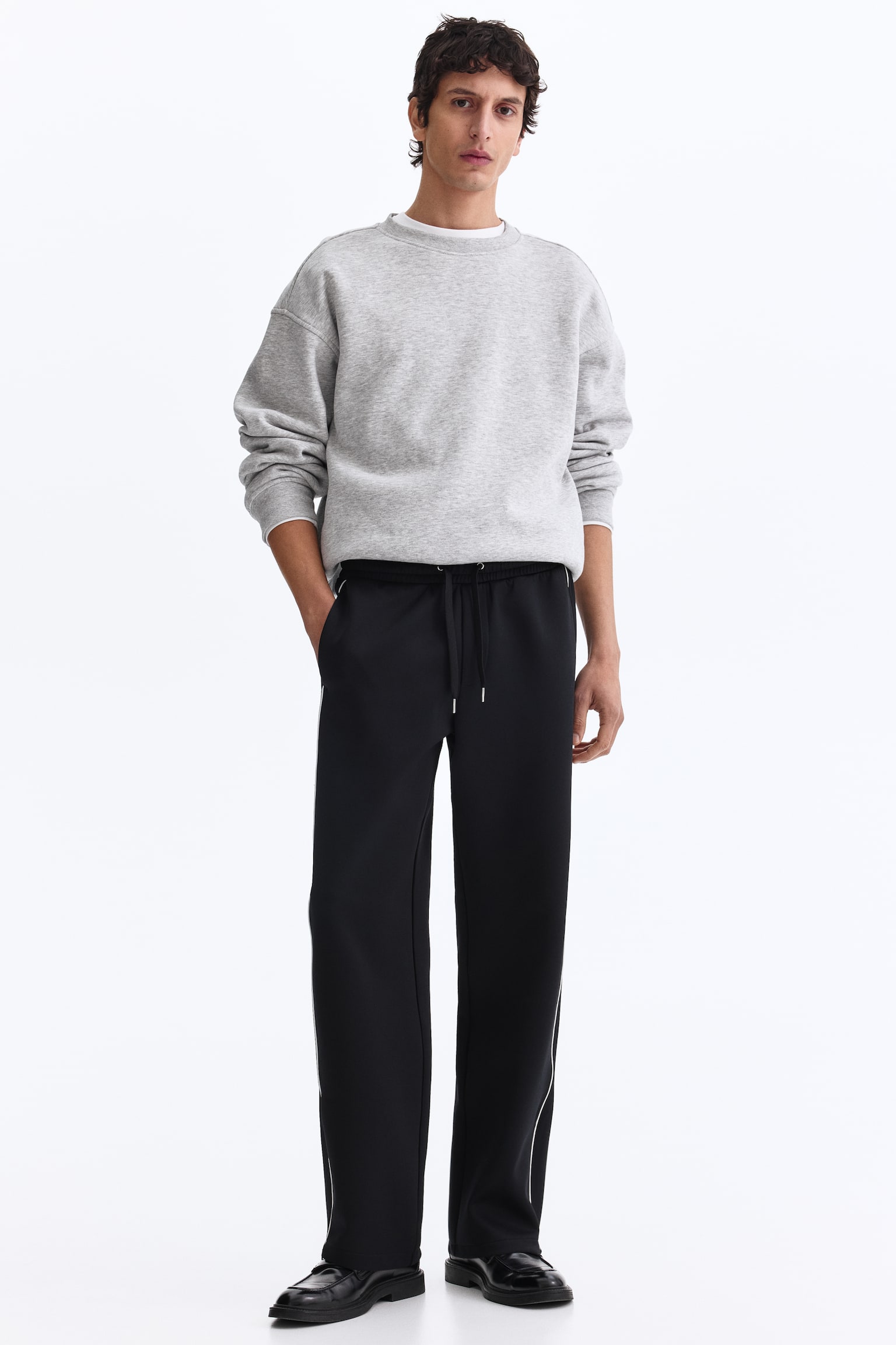 Relaxed Fit Joggers - 黑色/深咖啡色 - 7