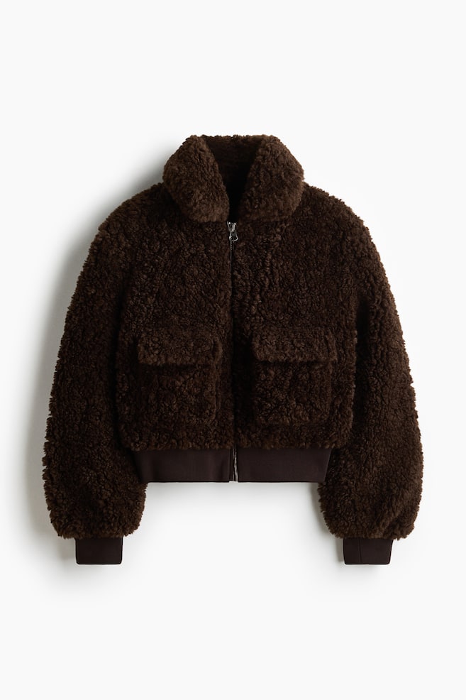 Fluffy jas - Donkerbruin/Lichtbeige - 1