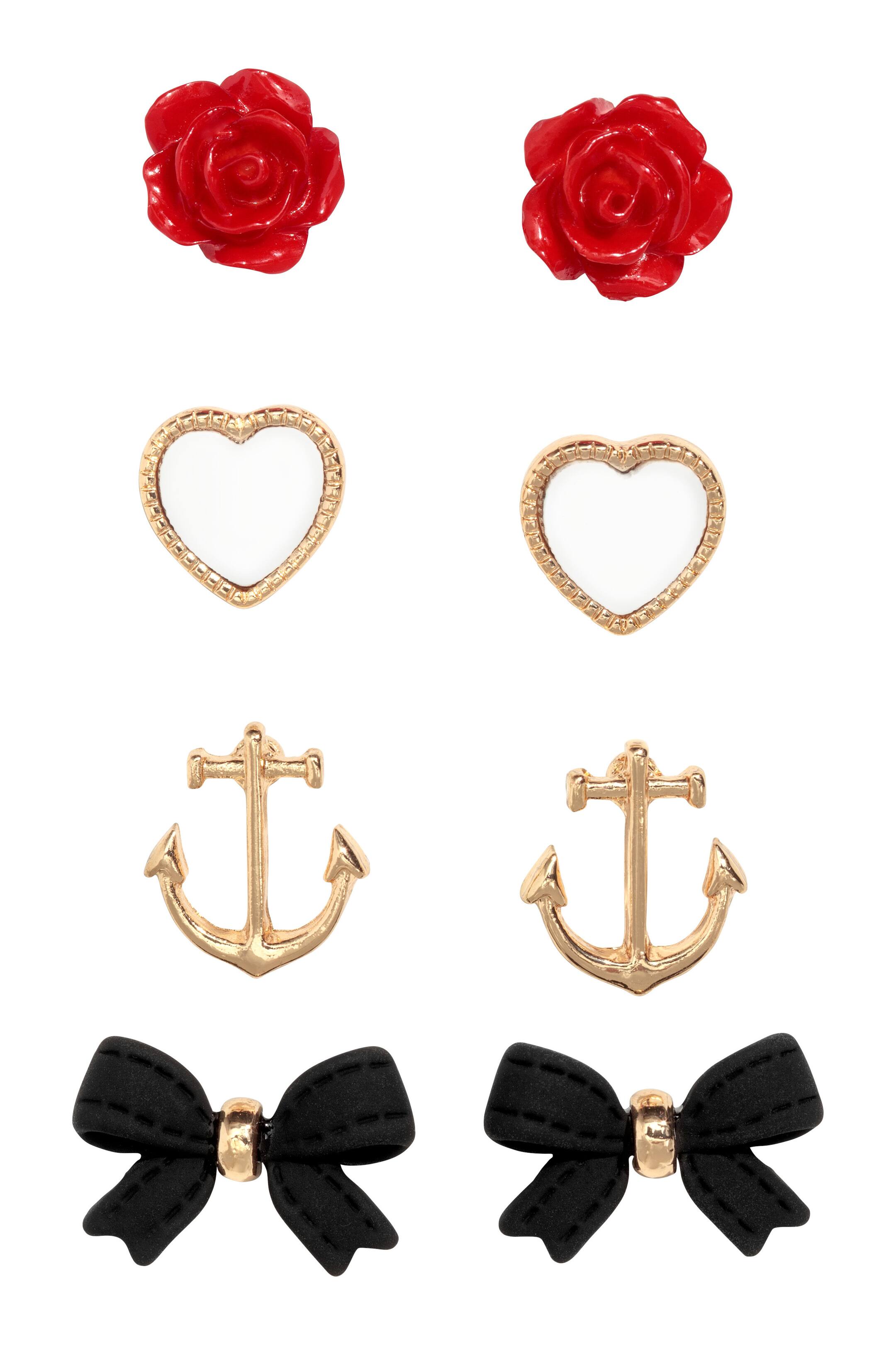 View larger image: 4 pairs earrings - Gold/Red - Ladies | H&M GB 1