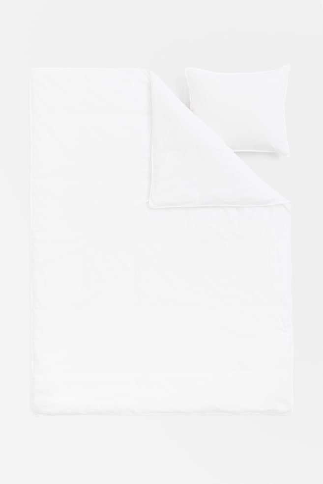 Linen-blend single duvet cover set - White/Beige/Light yellow/Light green/dc/dc - 3