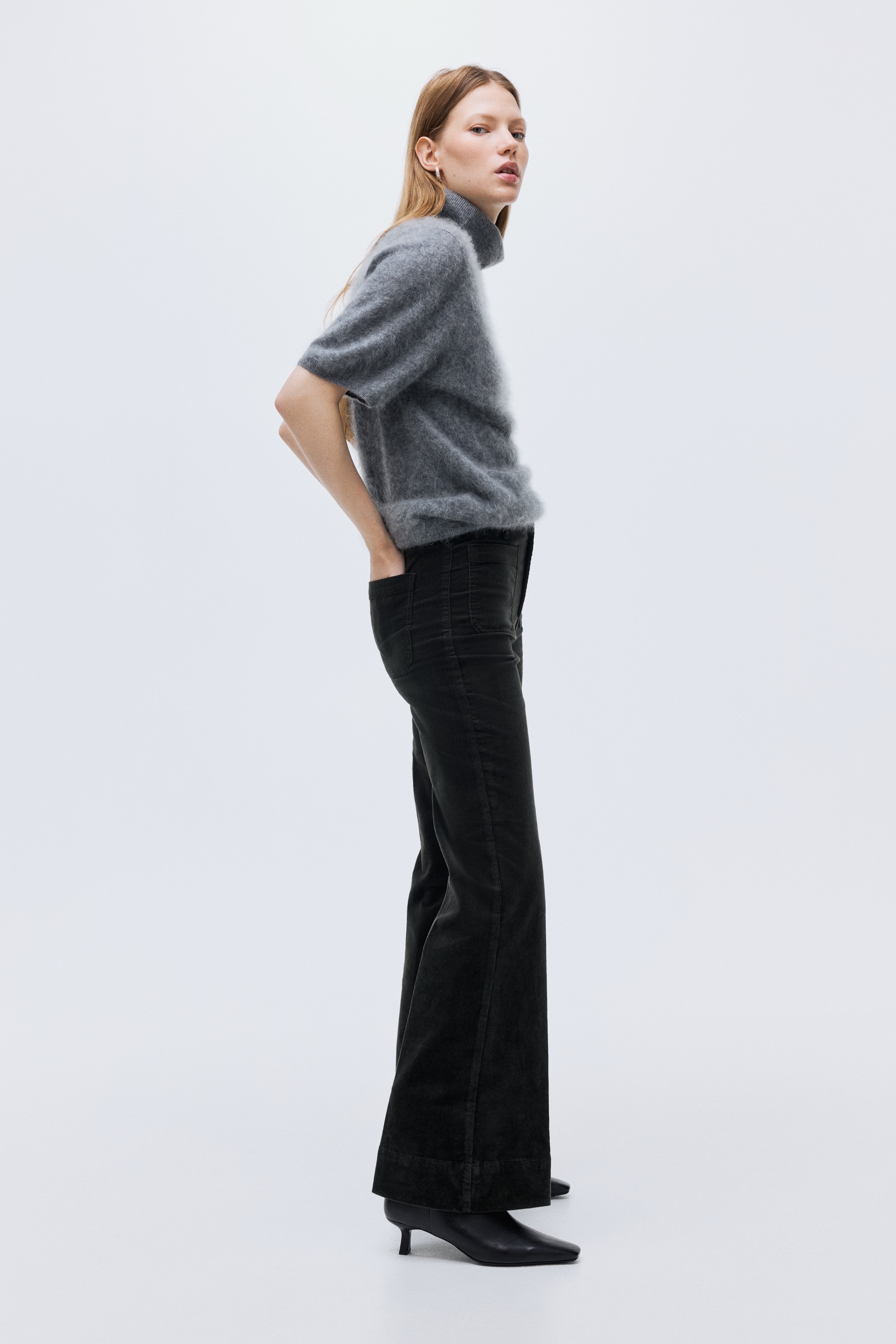 Flared corduroy trousers