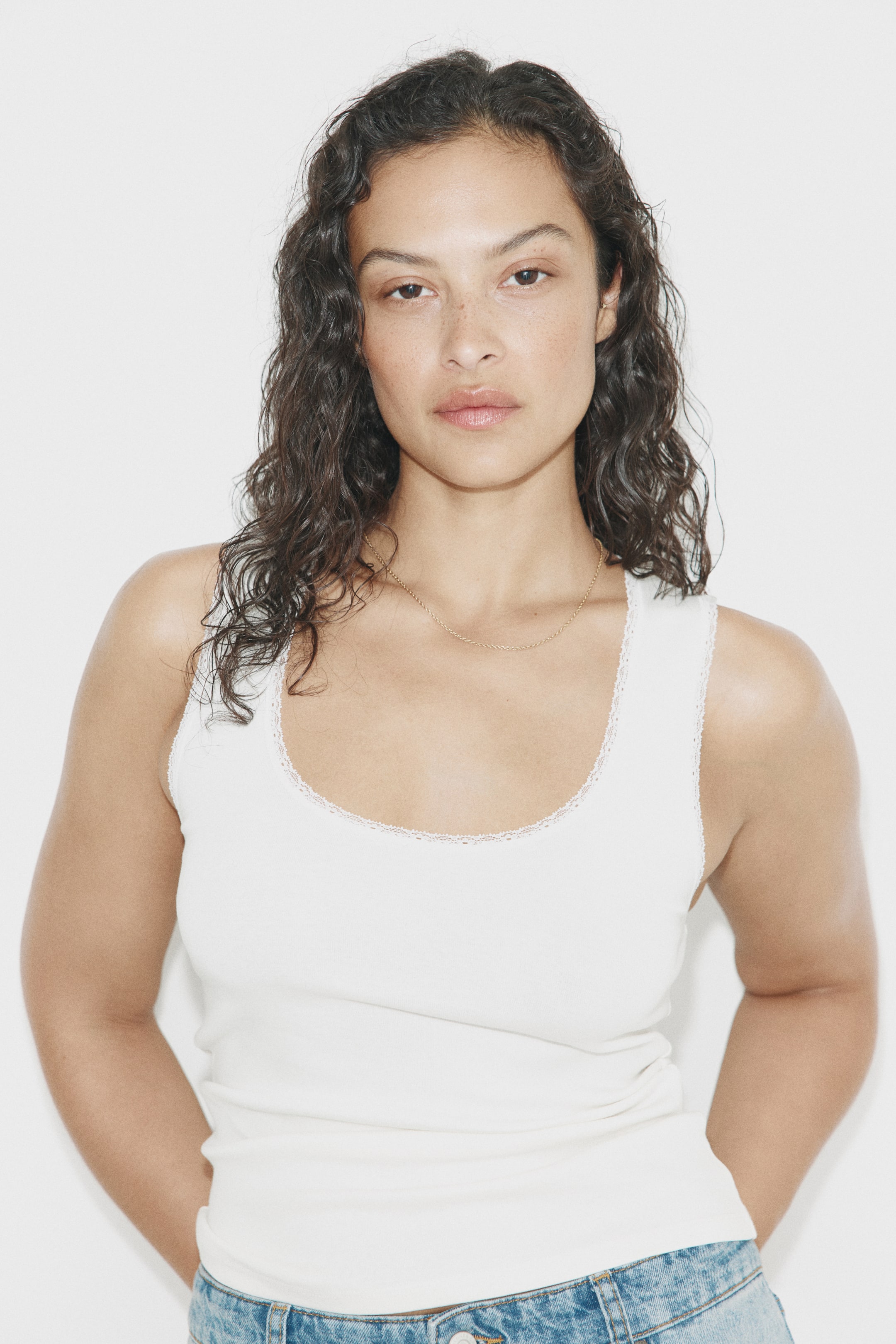 Lace-Trimmed Tank Top