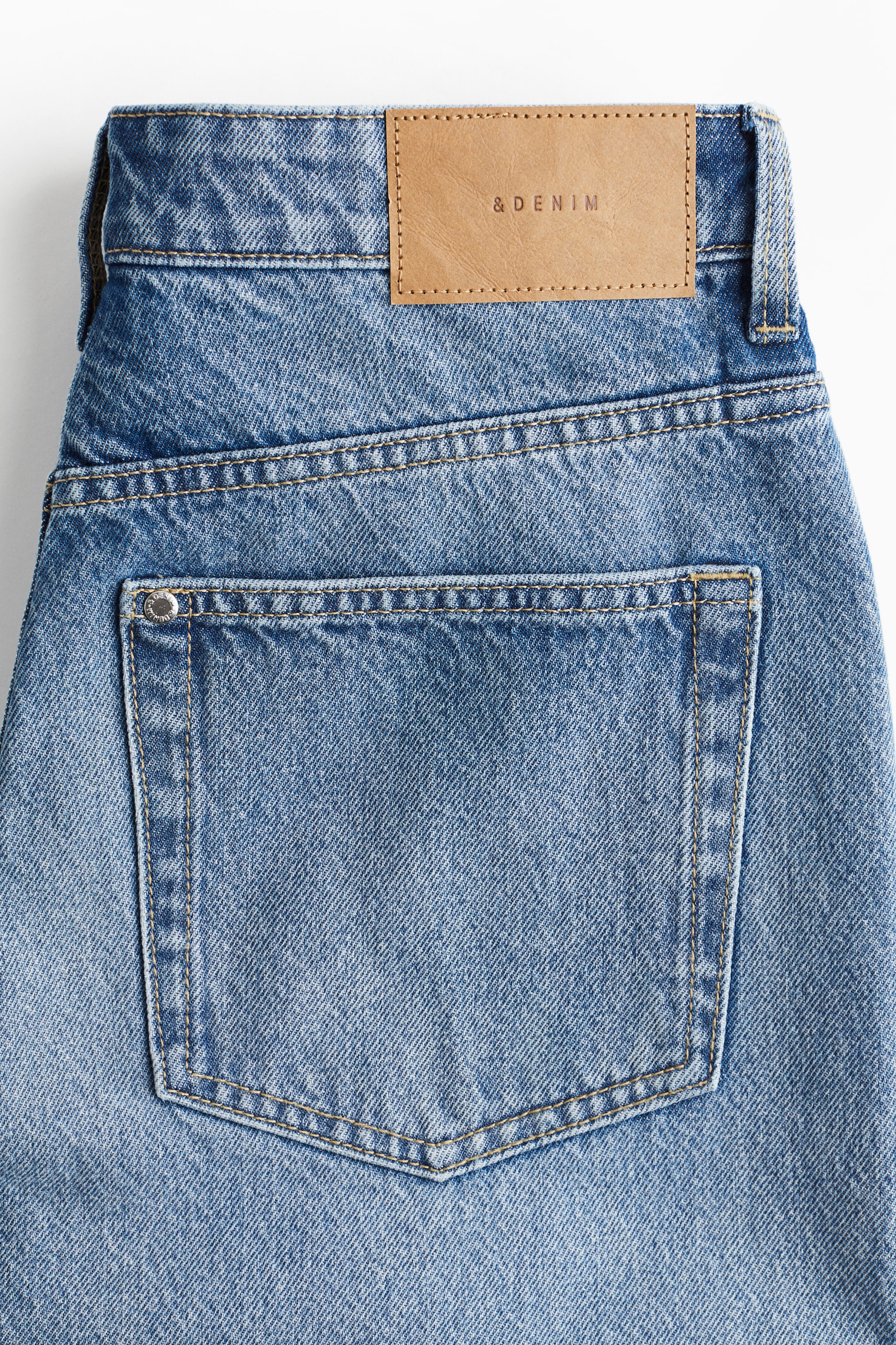 High-Waist Knee-Length Denim Shorts