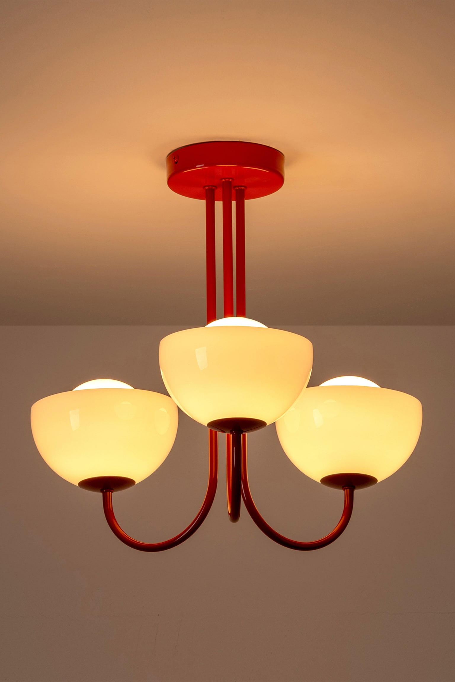 Glass Bowl Ceiling Light - Red/Gold - 6