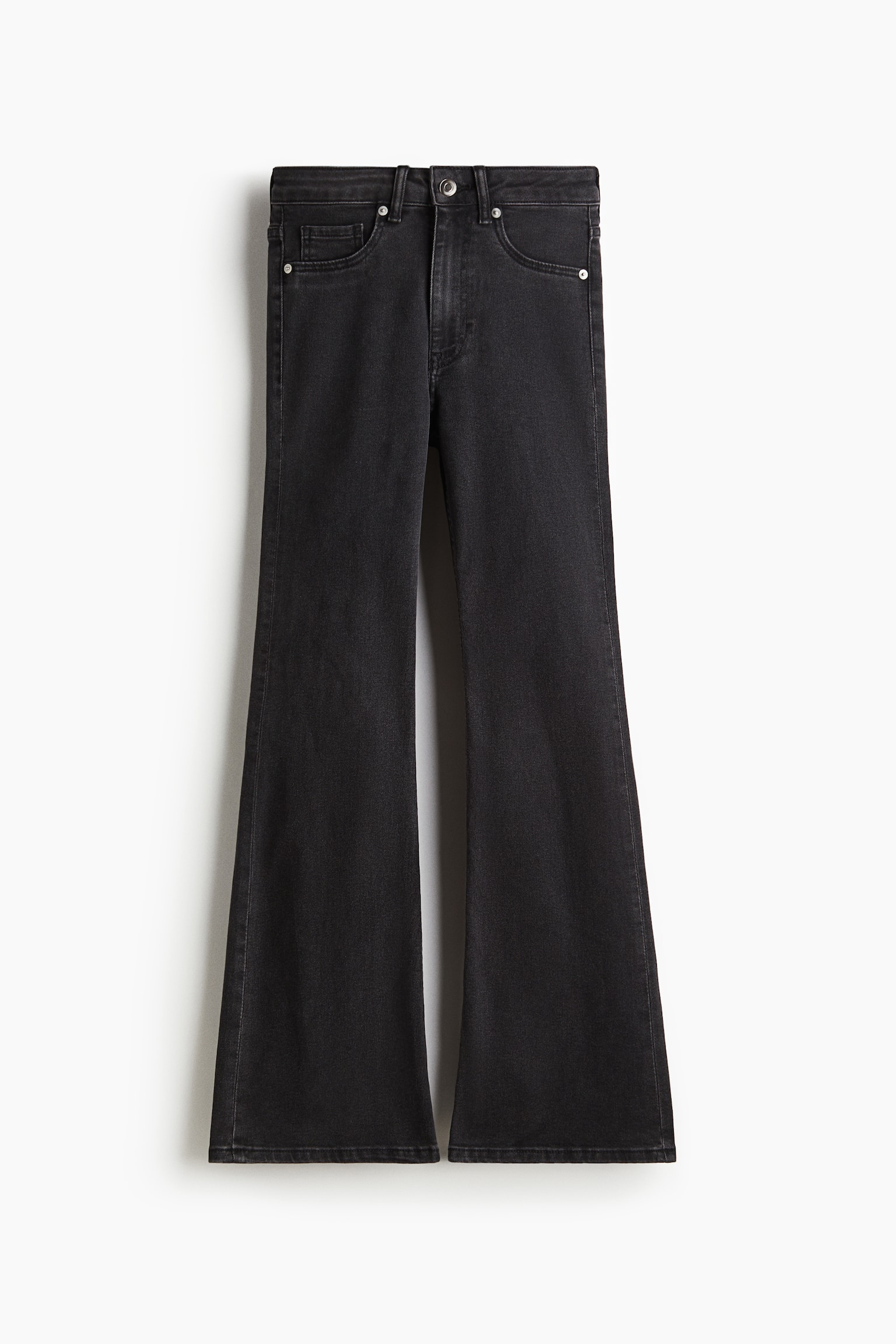 Женские джинсы H&M Flared High, цвет: Чёрный / Потёртый