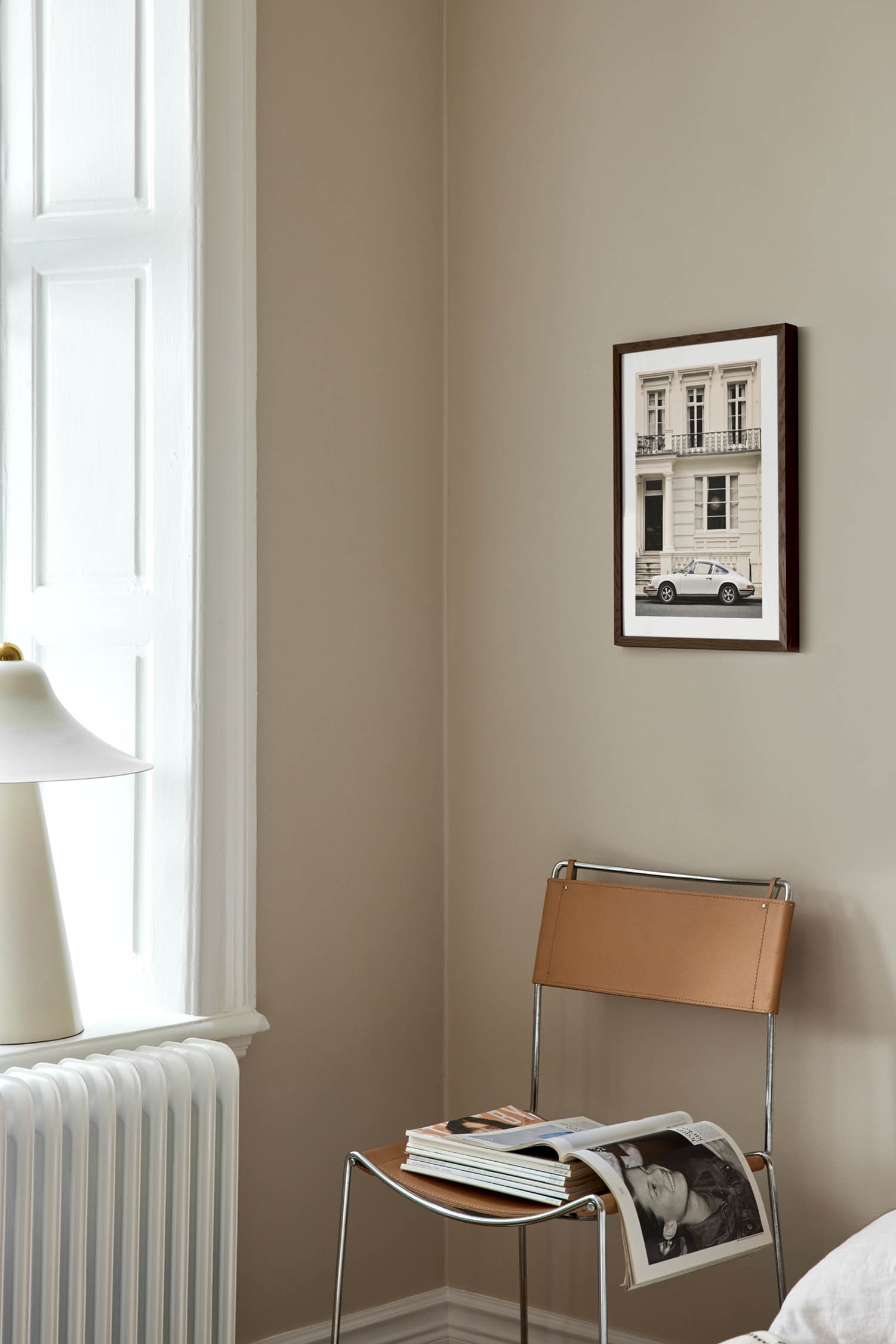 Porsche In The City Poster - Beige