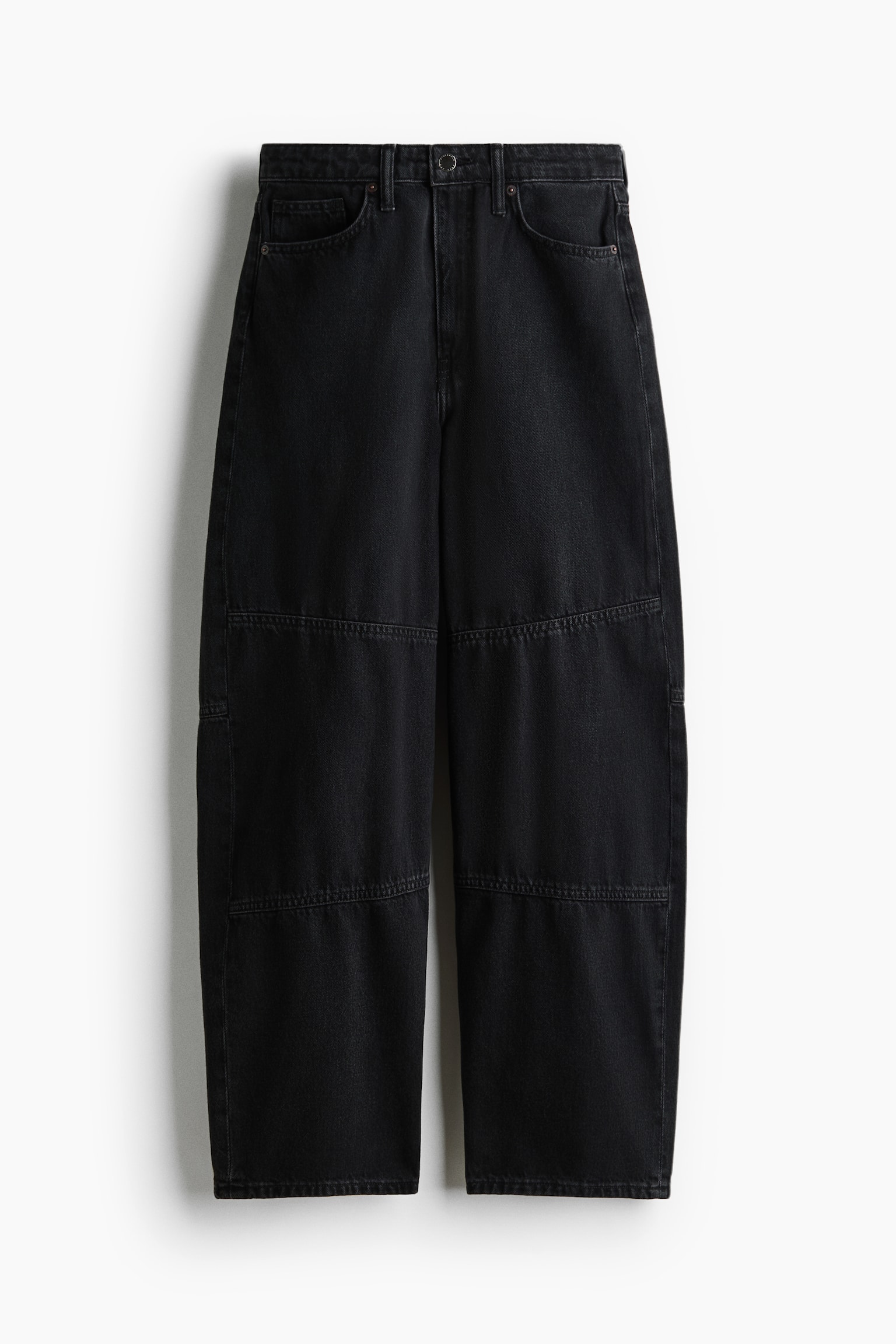Женские джинсы H&M Barrel-Leg High-Waist, цвет: Джинсовый чёрный — фото 1