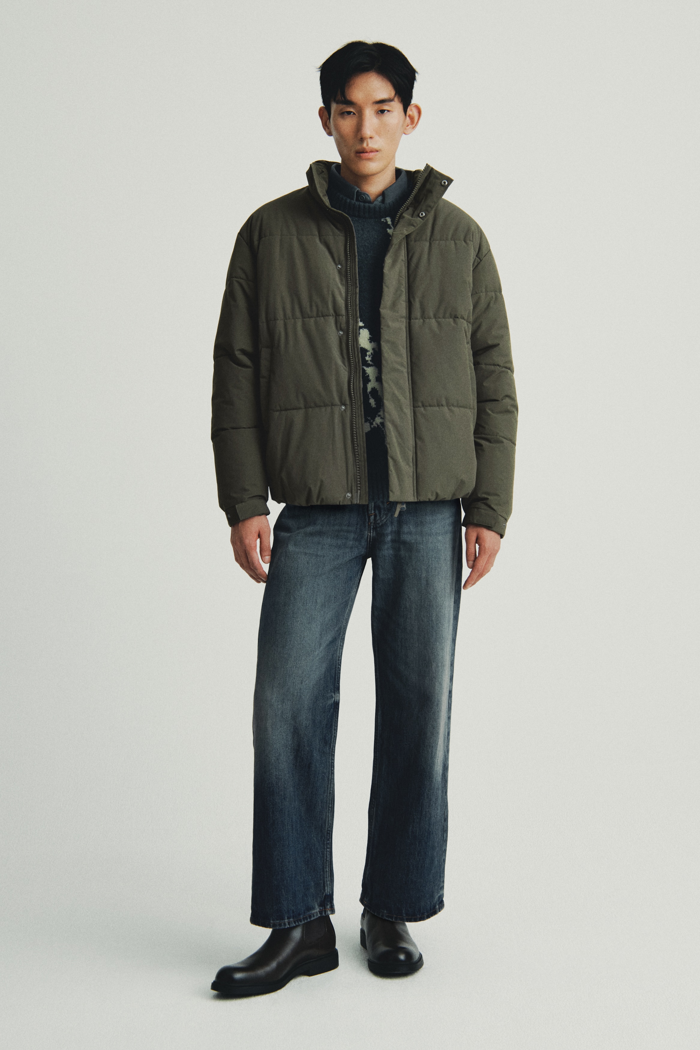 H & M - ウォーターリペレントパファージャケット - グリーン