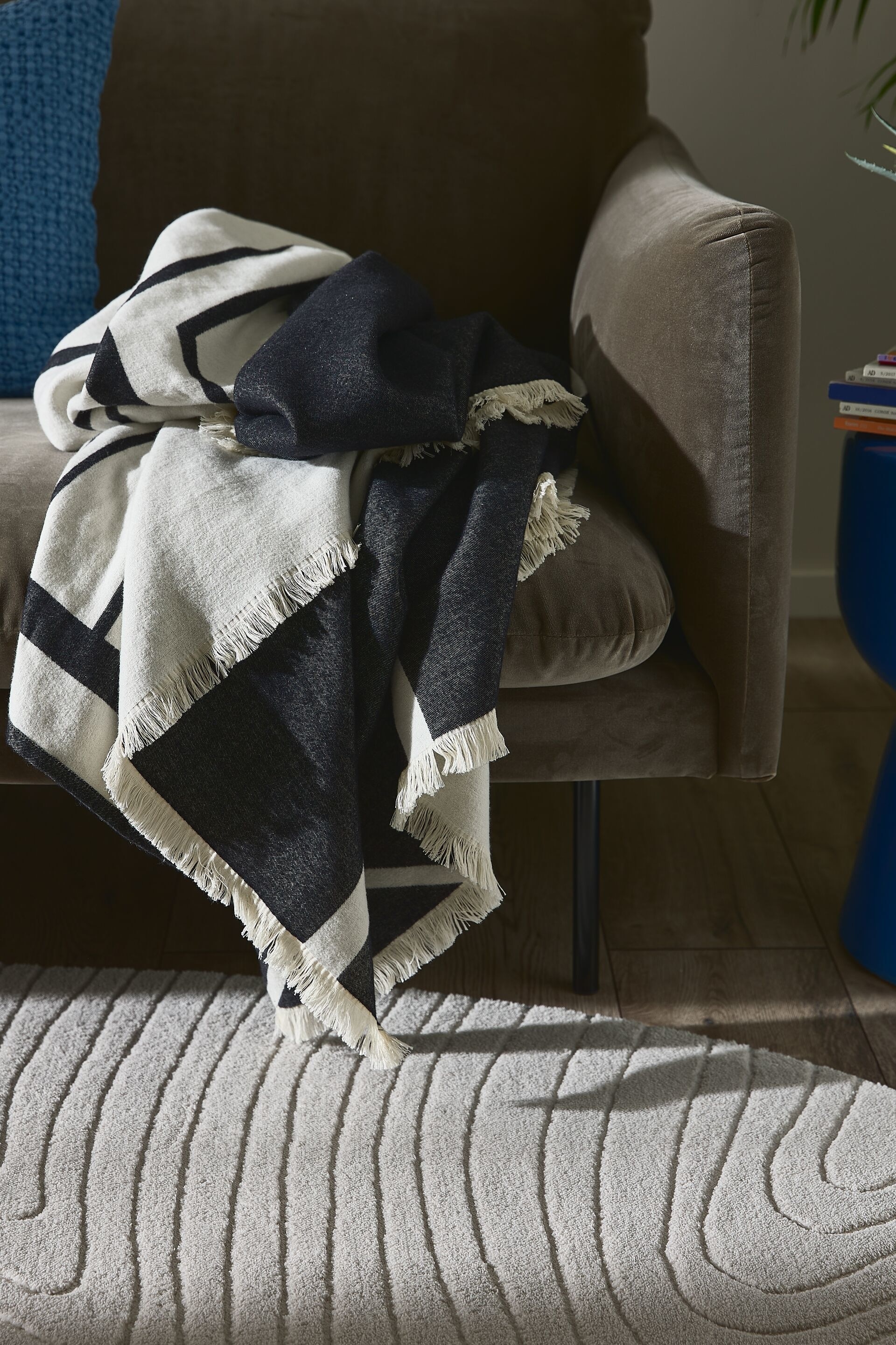 Plaid In Cotone Luan - Bianco & Nero/Crema/beige