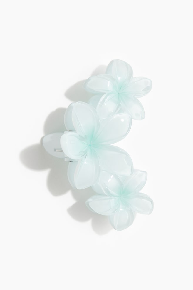 Floral Hair Claw - Light turquoise - 1