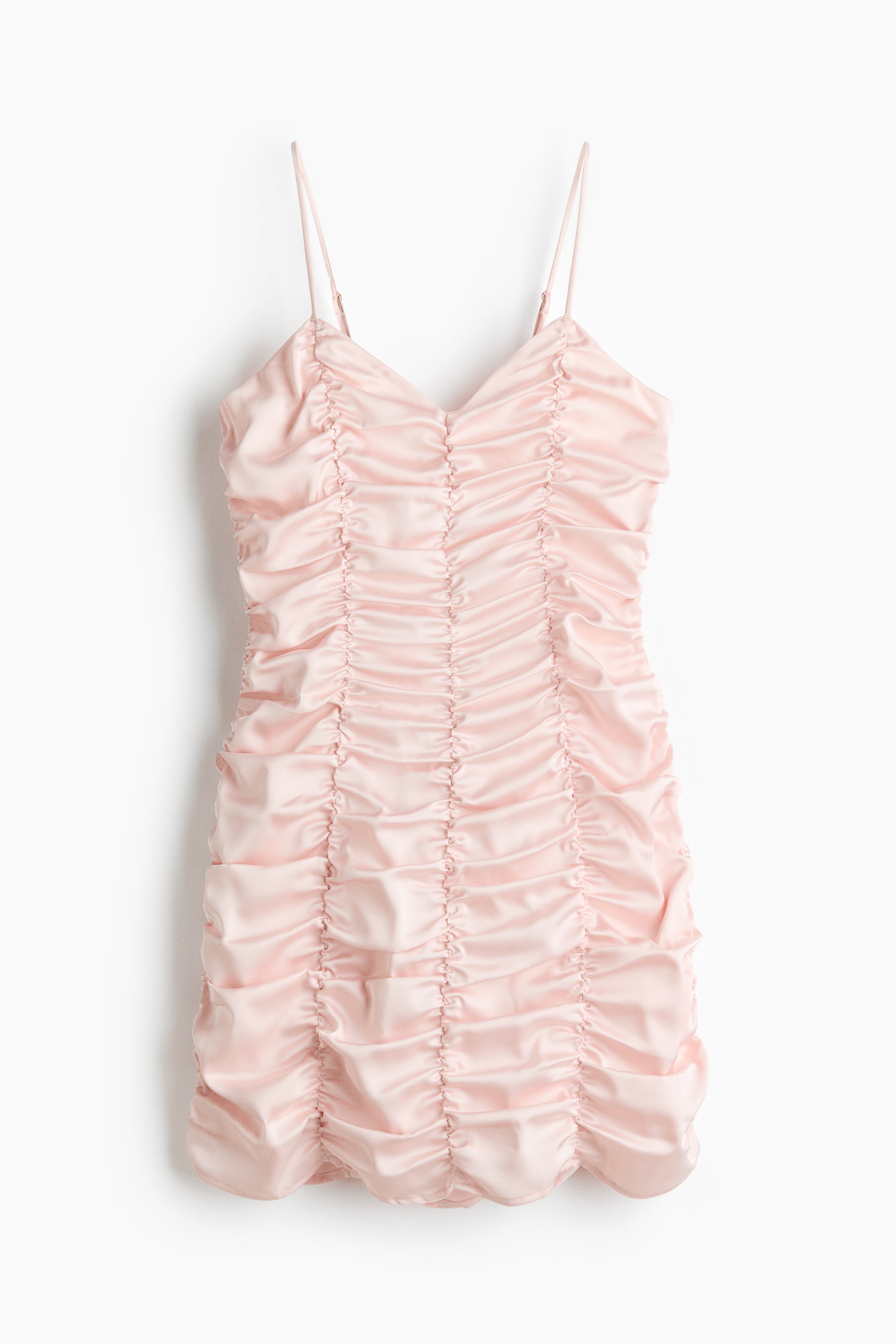 Ruched satin dress - Powder pink/Bright orange