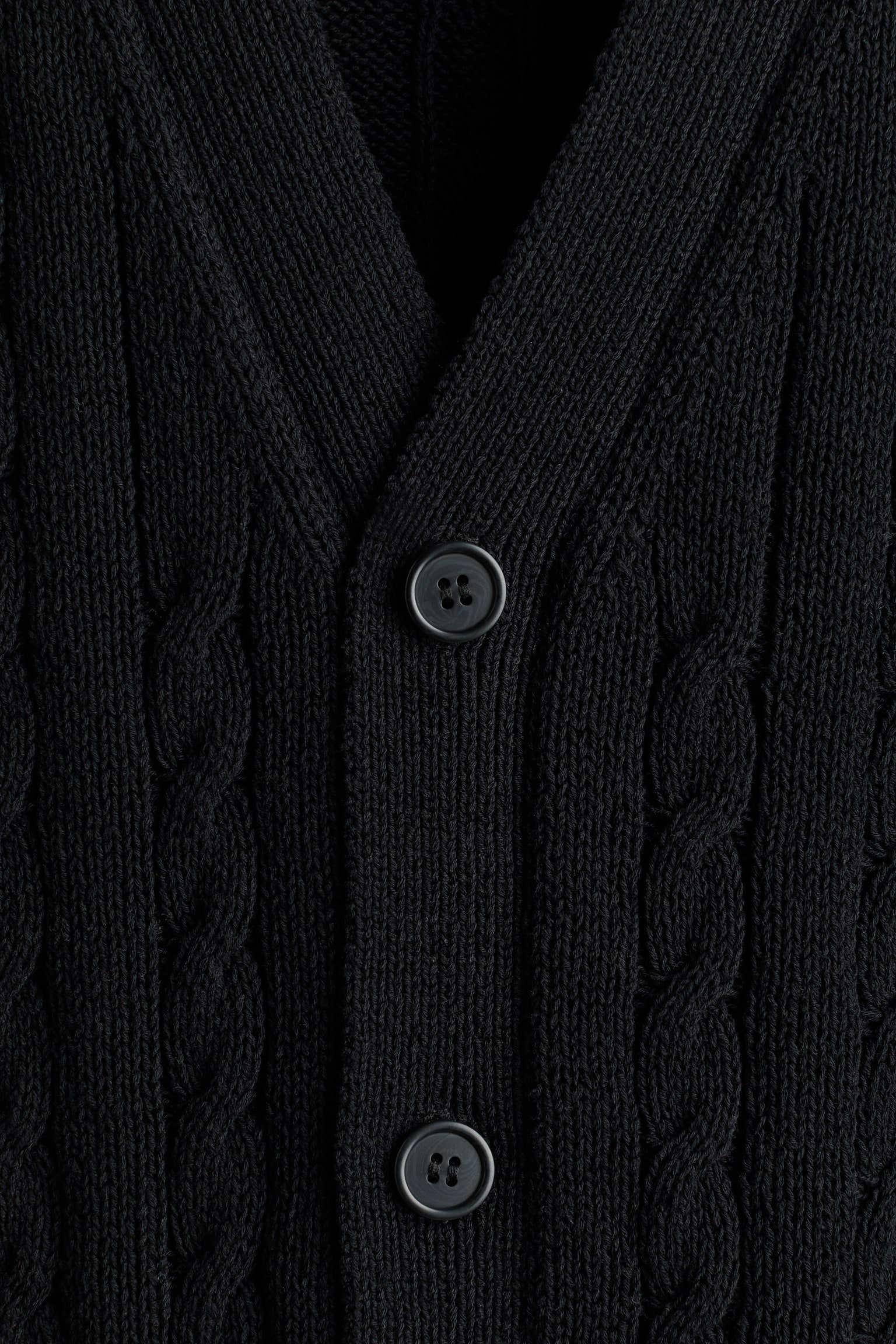 Relaxed Fit Cable-knit cardigan - Black - 4