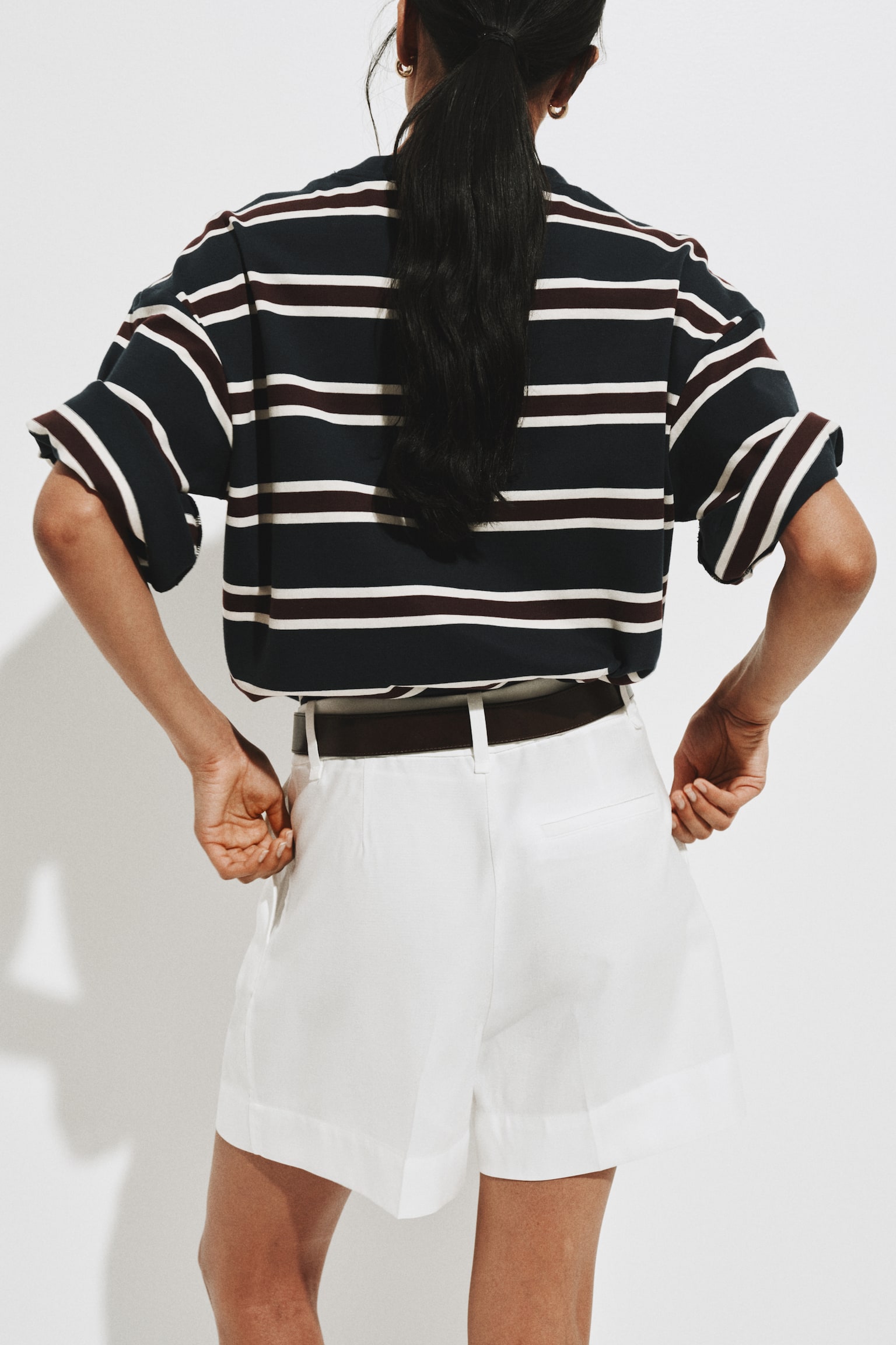 Tailored shorts - White/Black/Beige - 4