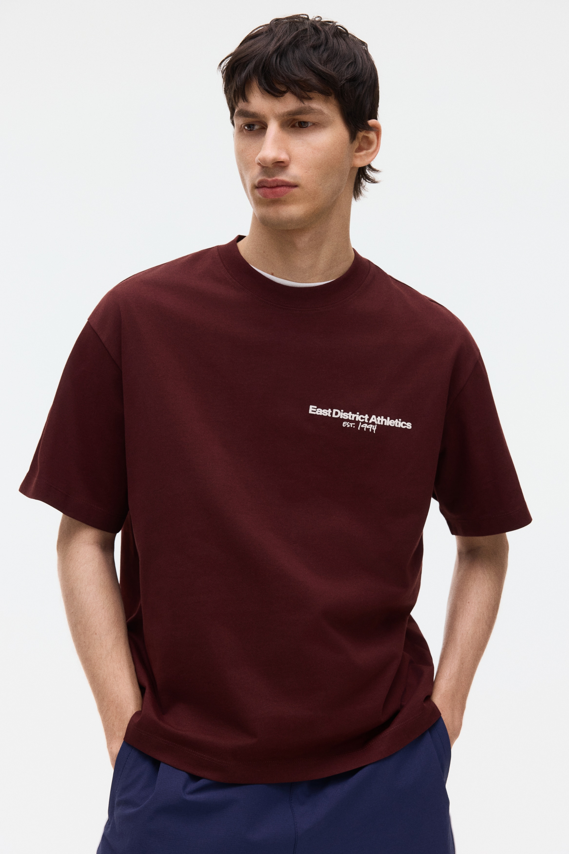 Loose Fit Printed T-shirt - Burgundy/Athletics/White/New York City/Black/Golden Sunset/Dark blue/New York City/Dark teal/Soho NYC/White/SoHo/Light grey marl/Newport/Beige/Run Wild
