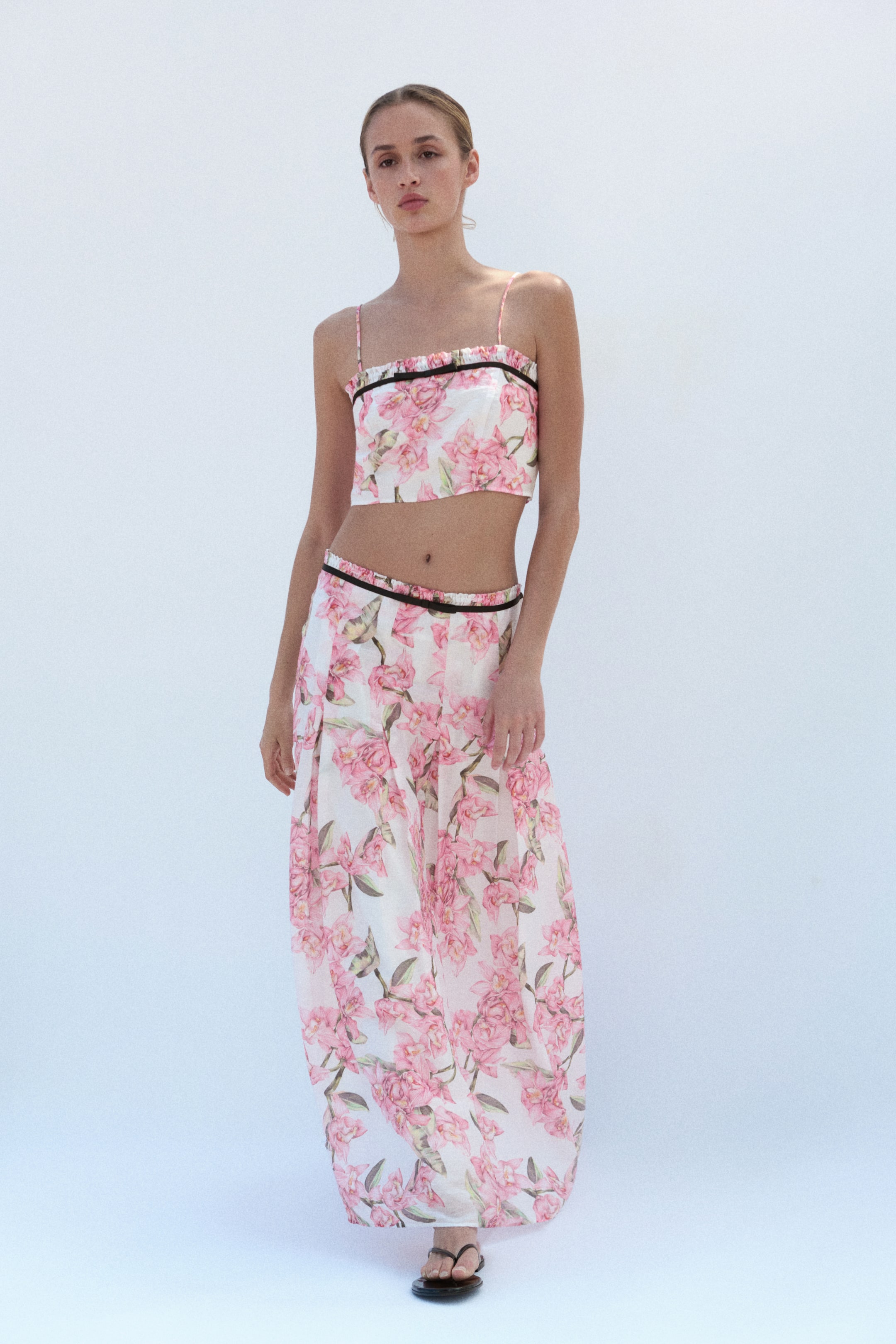 Linen-Blend Crop Top