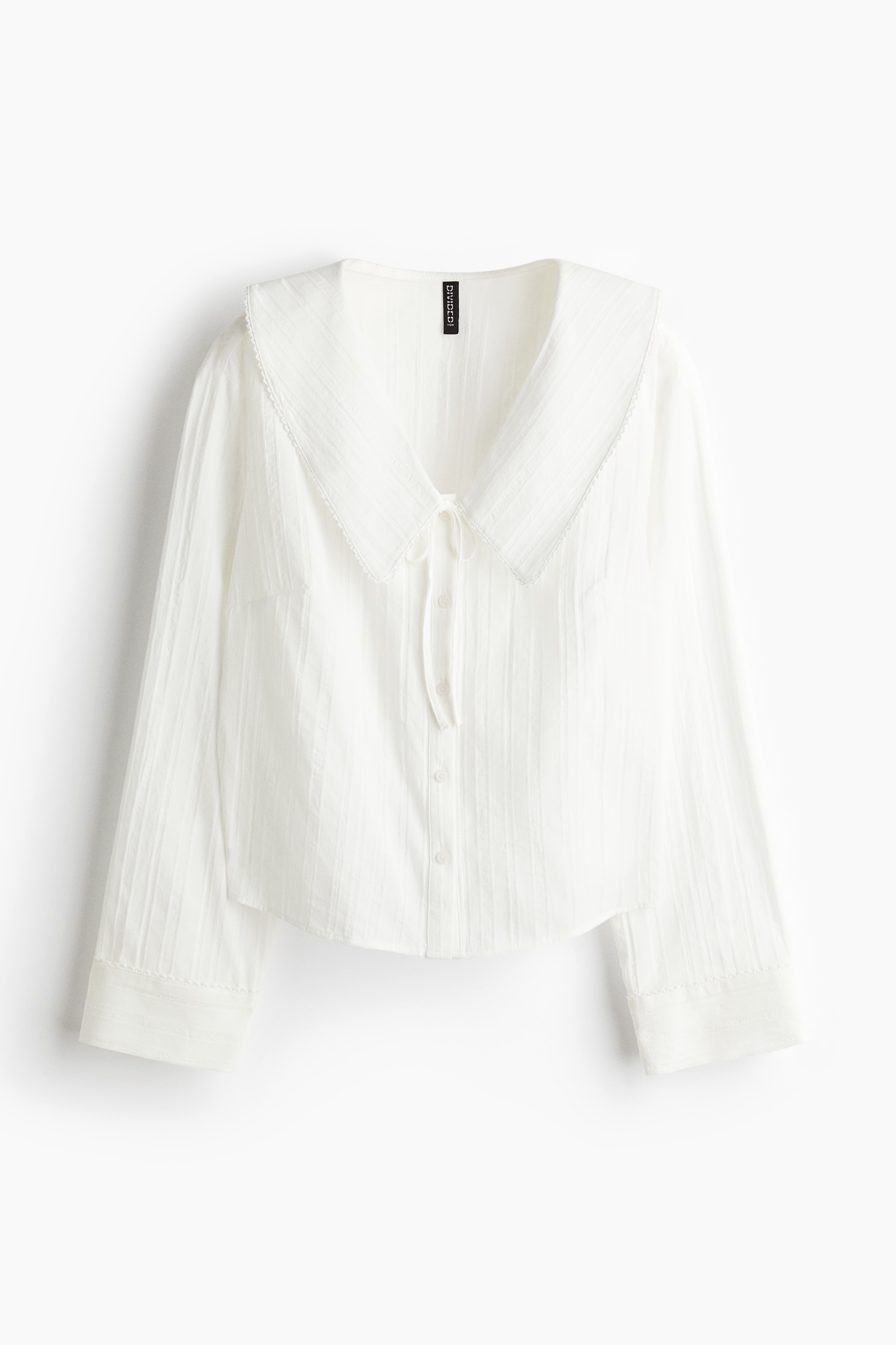 Peter Pan-collared blouse - White/Beige/Gingham check