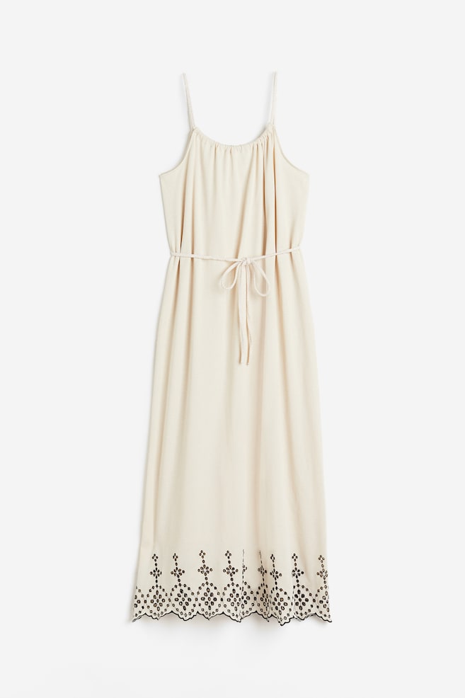 Robe avec broderie anglaise - Beige clair - 2