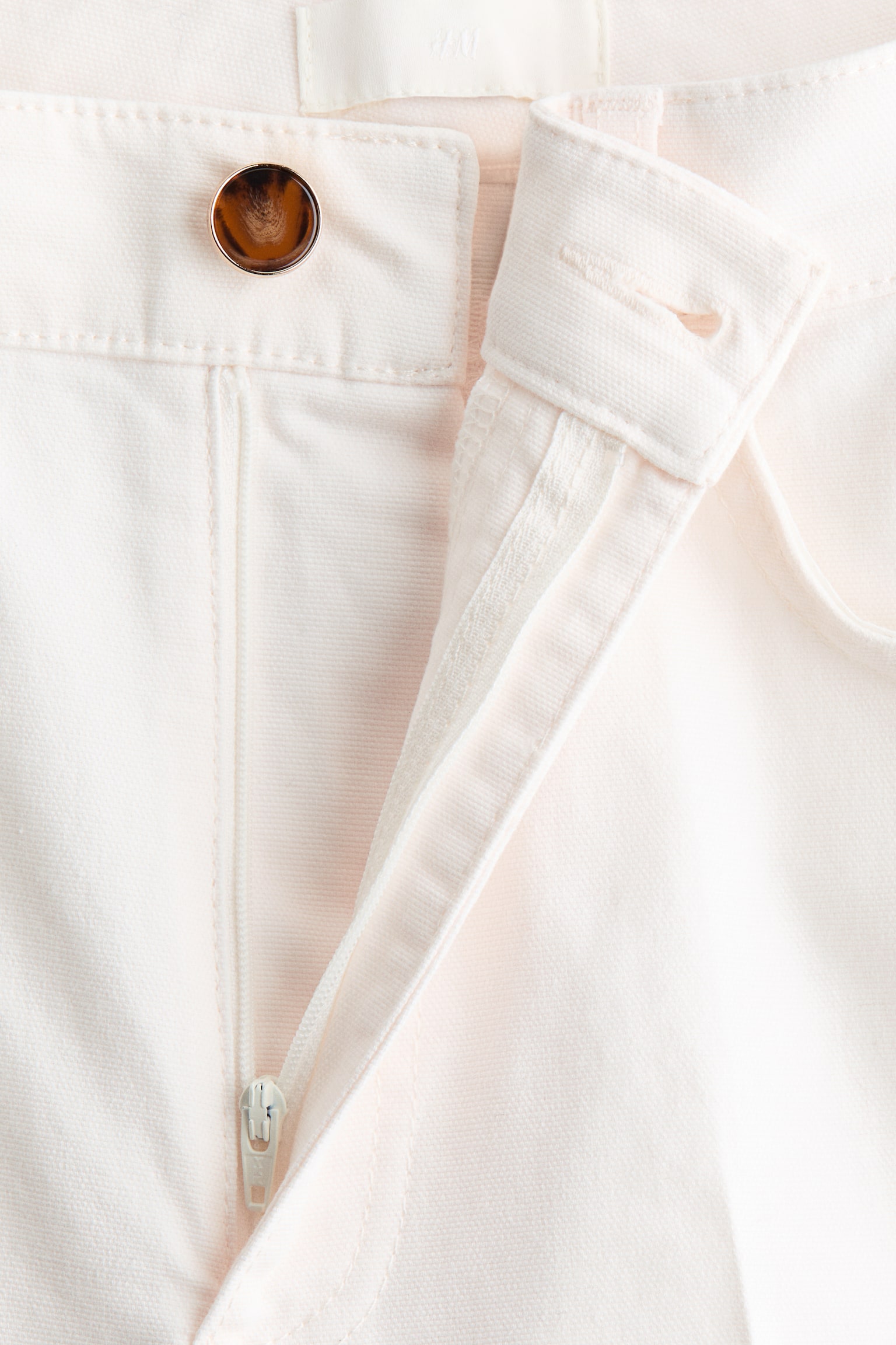 Pantalon coupe bottillon en toile de coton - Blanc/Vert kaki/Rose clair - 3