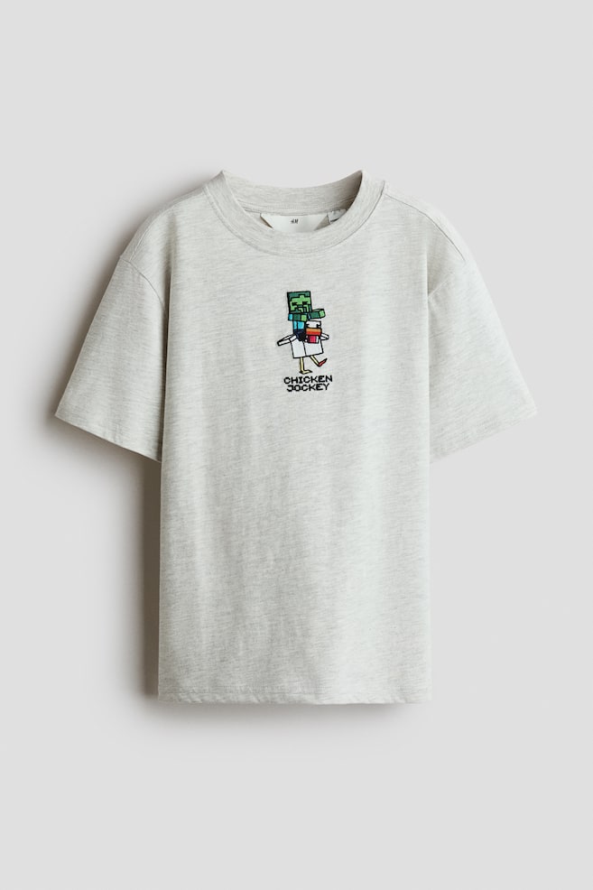 Printed T-Shirt - Light gray melange/Minecraft/Light dusty green/Minecraft/White/SmileyWorld®/White/Pokémon/White/The Simpsons - 1