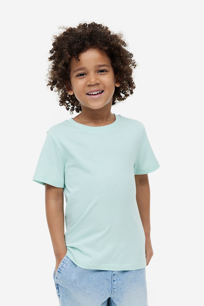 10-pack cotton T-shirts - Mint green/Light blue/Orange - 2