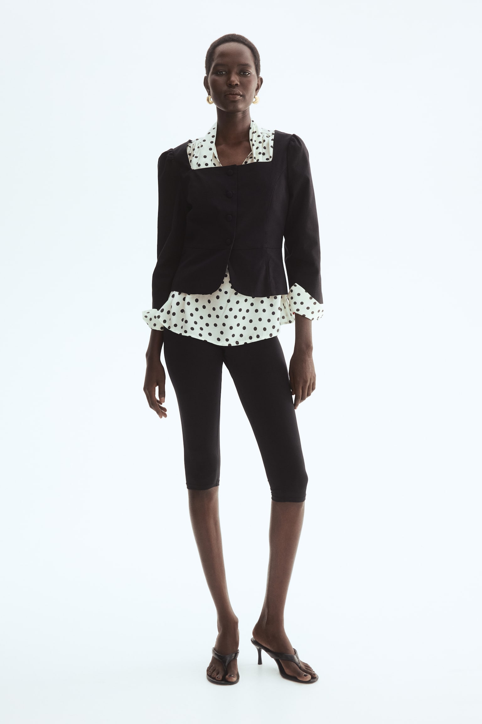 Square-neck blazer - Black - 1