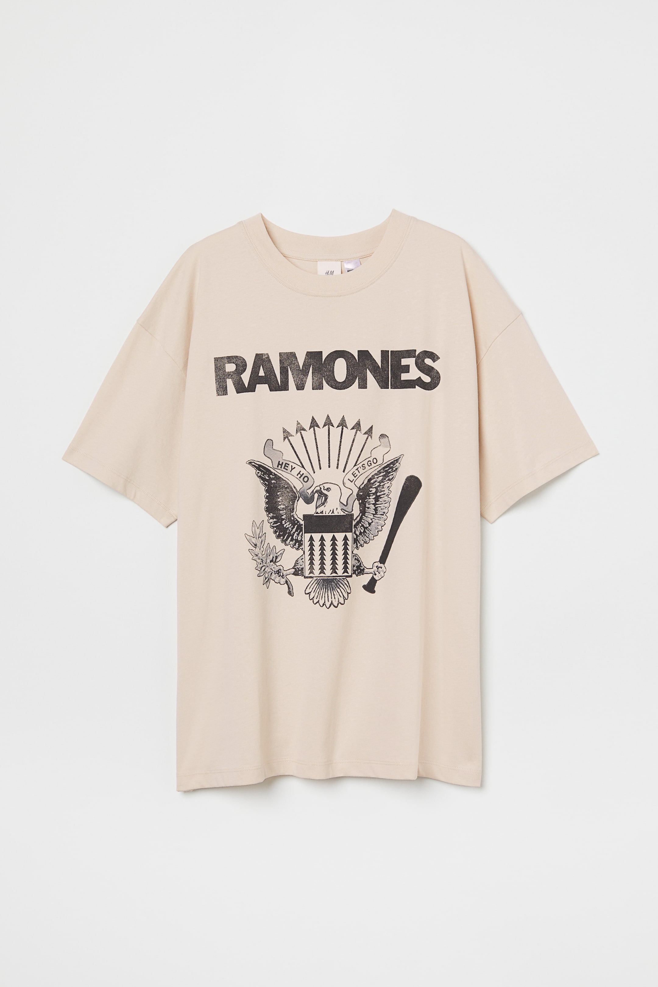 Oversized Printed T Shirt Light Beige Ramones Ladies Handm Us